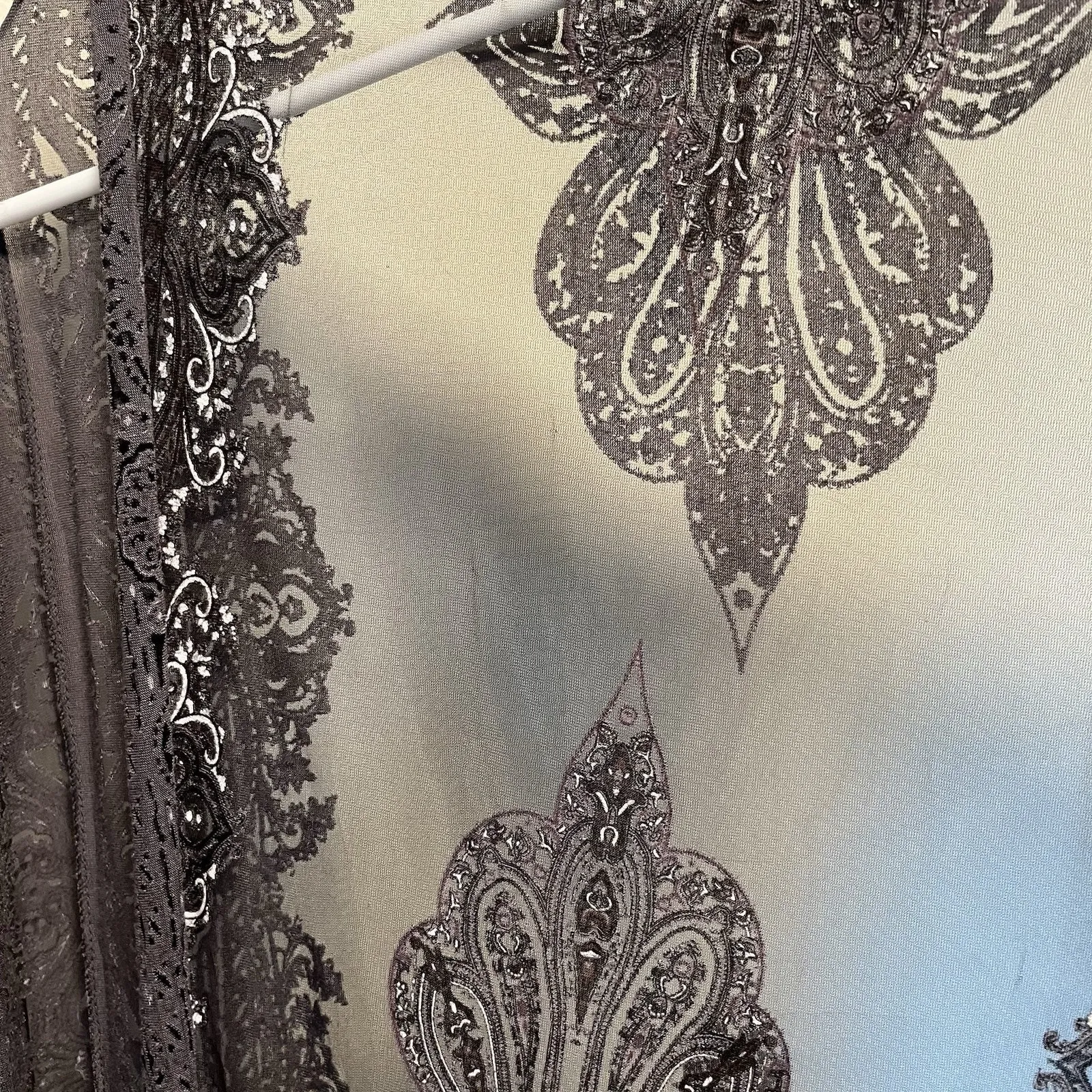 Lightweight Gray Paisley Mandala Burnout Wrap Shawl - Image 8