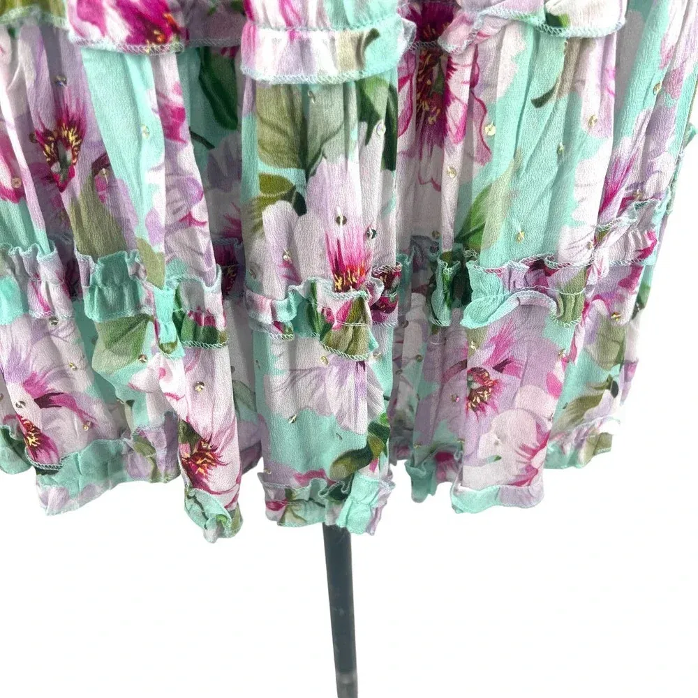 Miss June Paris Fleur Dress Off the Shoulder Floral Print One‎ Size Blue Size undefined - Image 6
