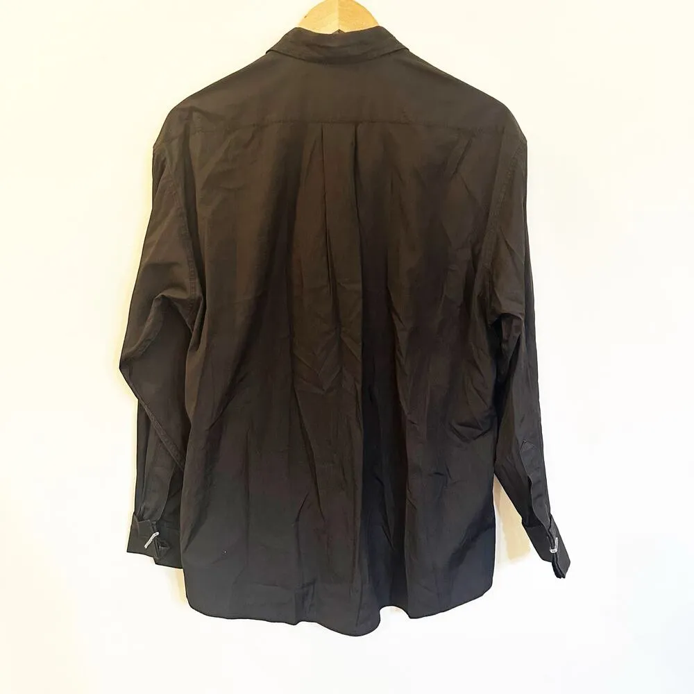 Kenzo Black Ruffle Front Button Up Shirt sz 38 - Image 2