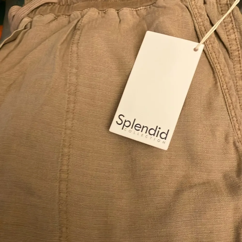 Splendid: Light Khaki Linen Blend Tapered Leg- Tie Front- pockets- M - Image 2