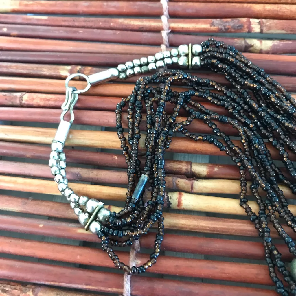 Brown Glass Seed bead Multi Stand Necklace - Image 4