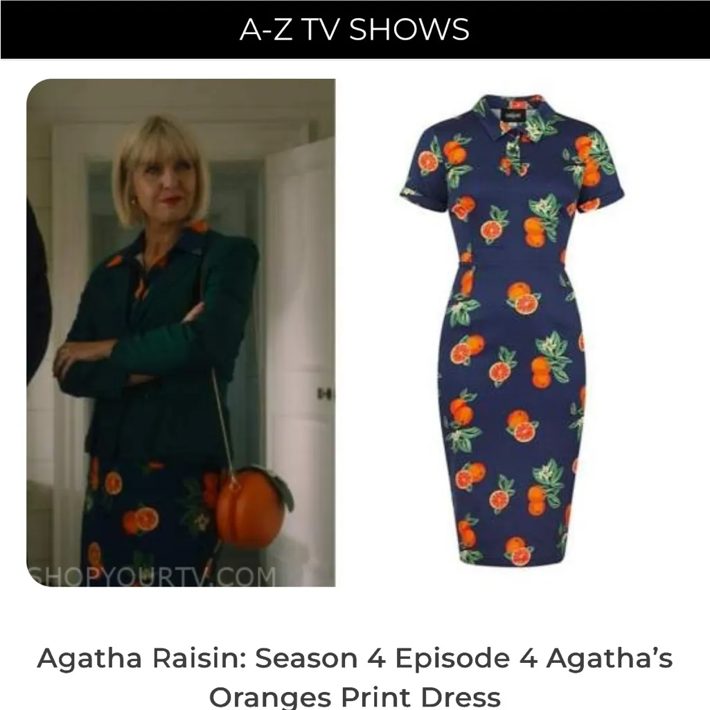 Collectif London Mirtilla Oranges Pencil Dress Blue Retro Rockabilly Size S UK10 - Image 13