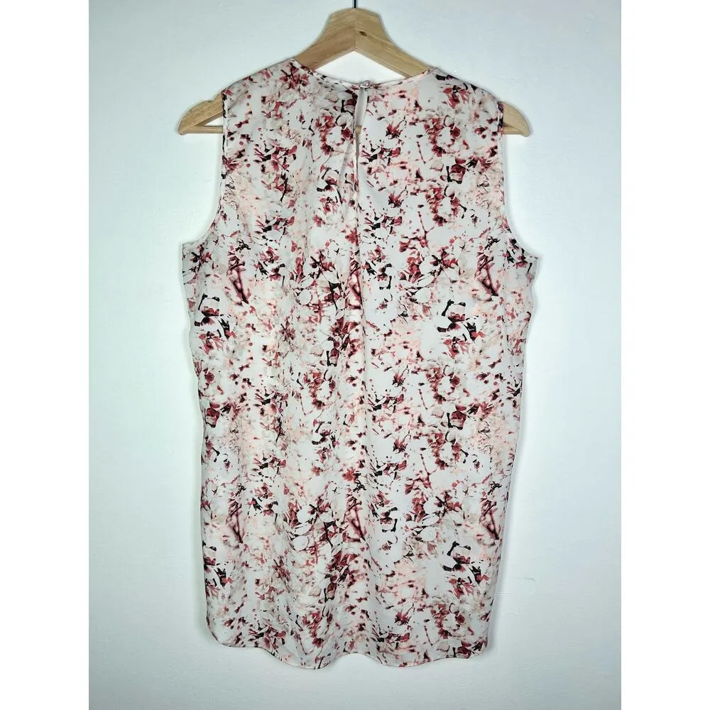 DKNYC Floral Pleated Tulip Scoop Neck Sleeveless Blouse M Size M - Image 6