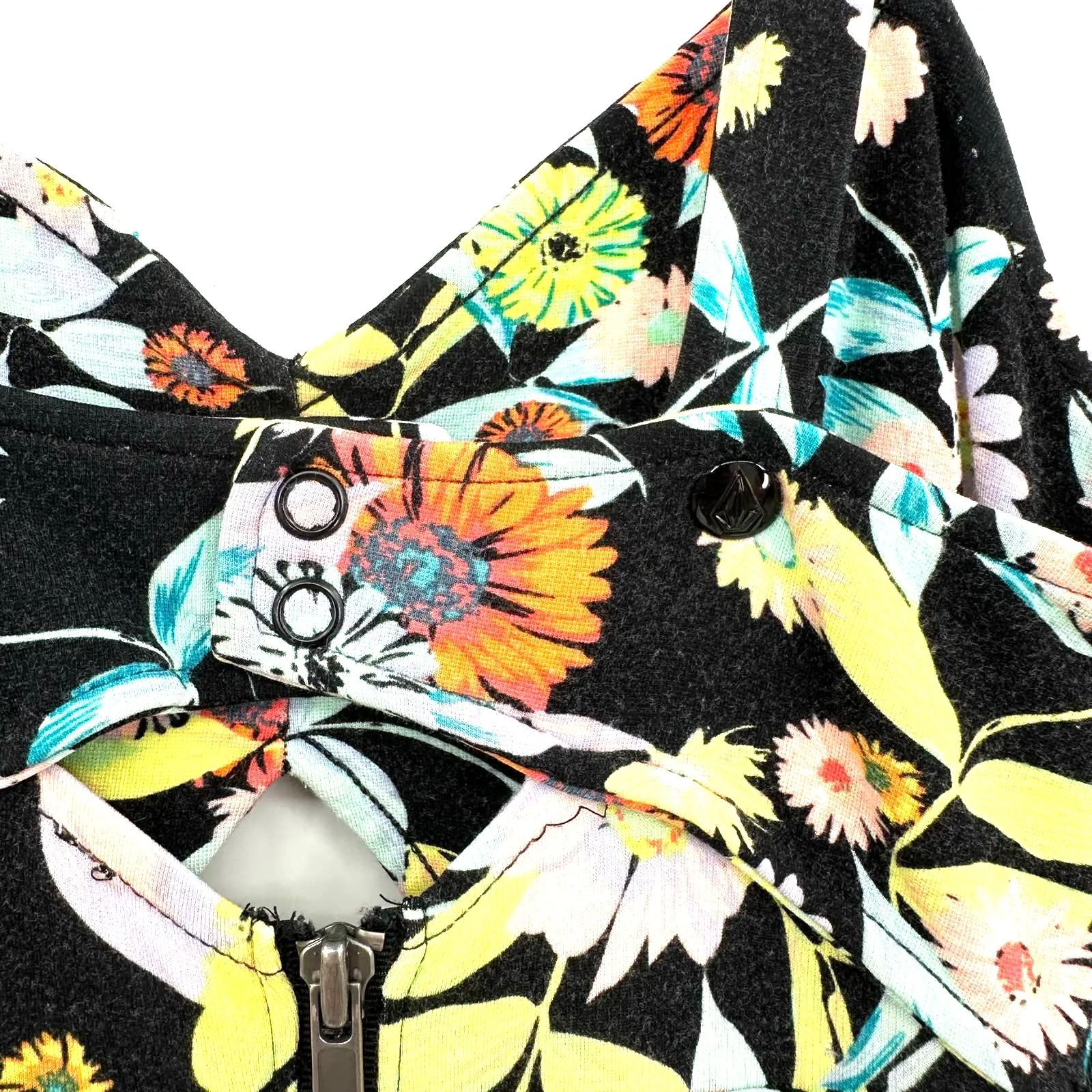 Volcom size Small black‎ floral sleeveless dress with cutouts mini dress - Image 5