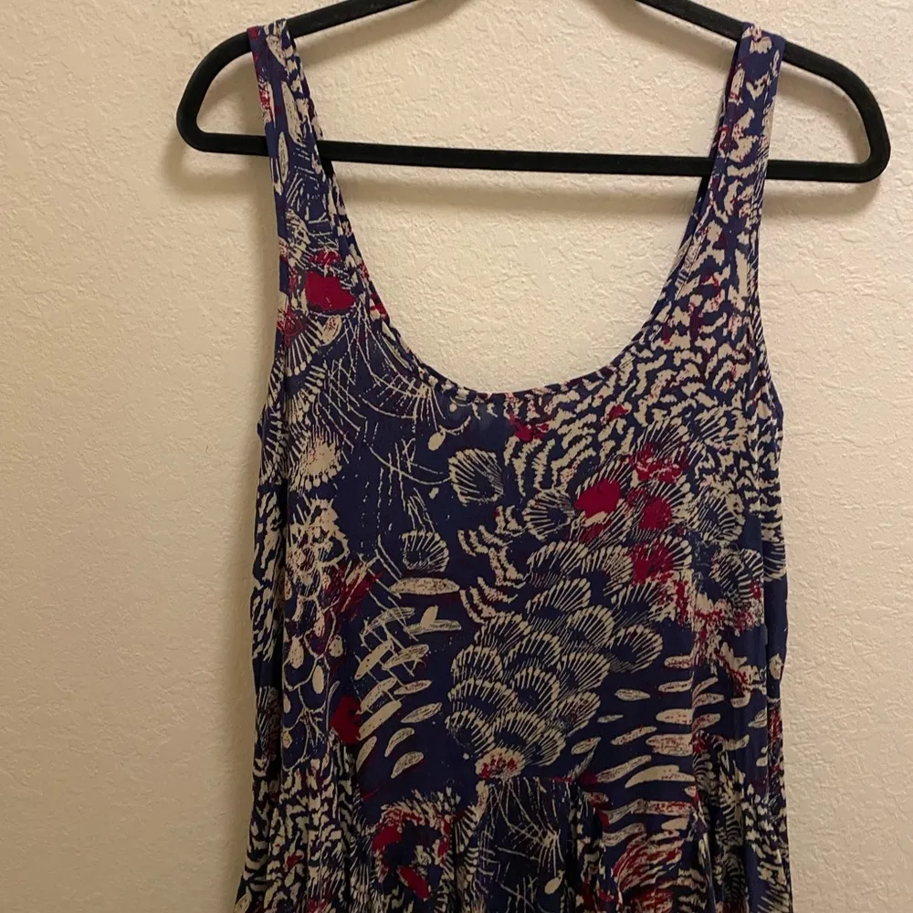Free People Navy, Cream, Red Abstract Print Trapeze Mini Dress Size XS - Image 2