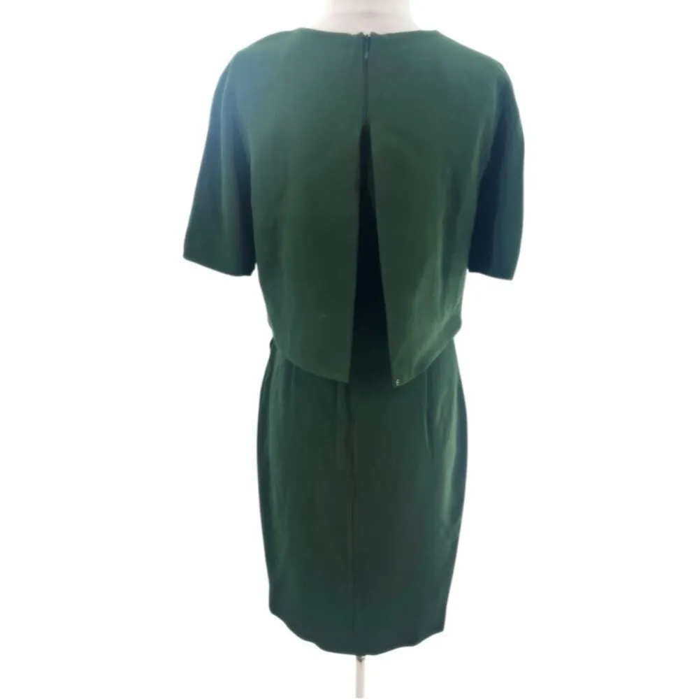 Sportsmax Max Mara green sheath dress layered cross over skirt sz m Size M - Image 2