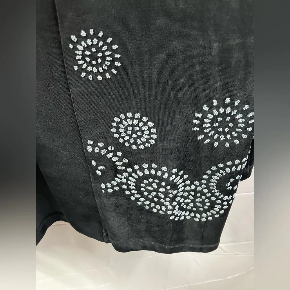 Piccadilly Fashion Open Front Beaded MockNeck Cardigan Black Womens Sz M Blue Size M - Image 7