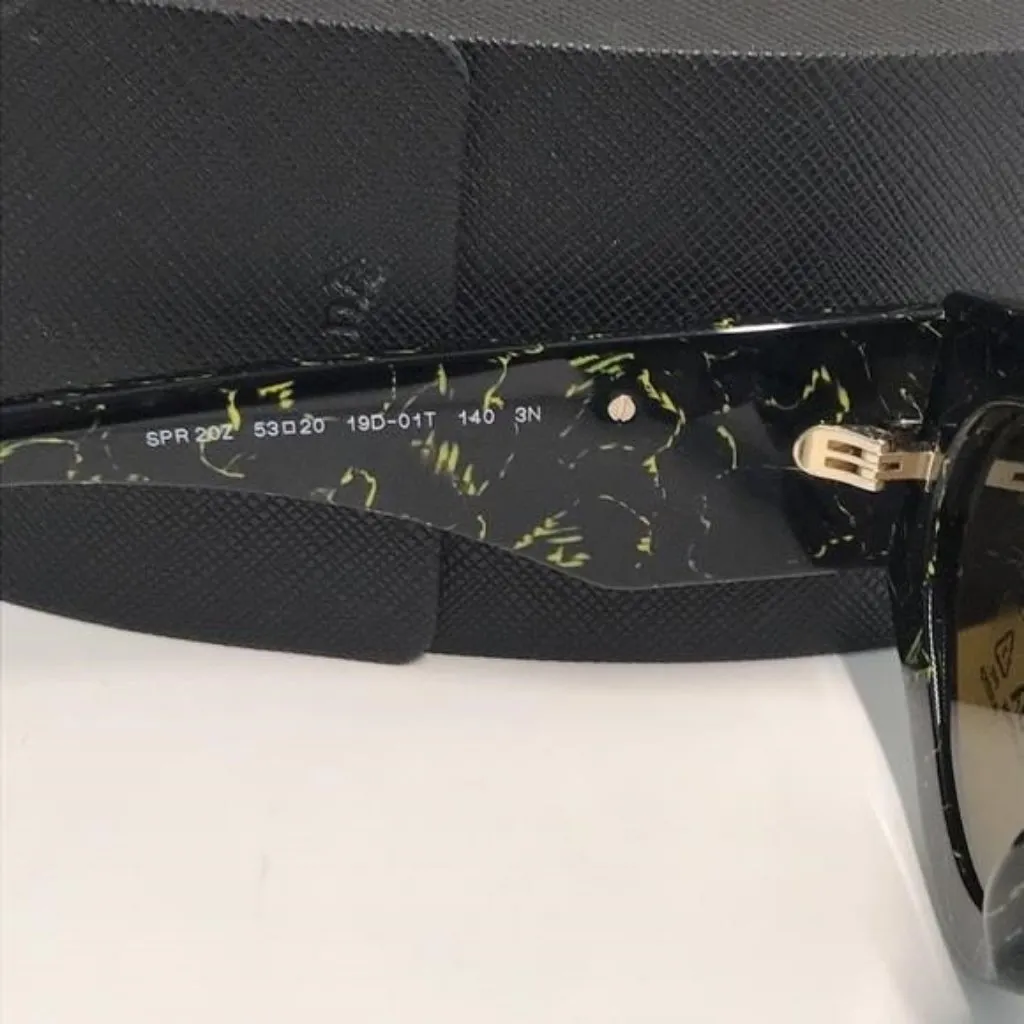 NEW AUTHENTIC PRAD PR 20ZS Women’s Sunglasses – Black Yellow Marble / Dark Brown - Image 3