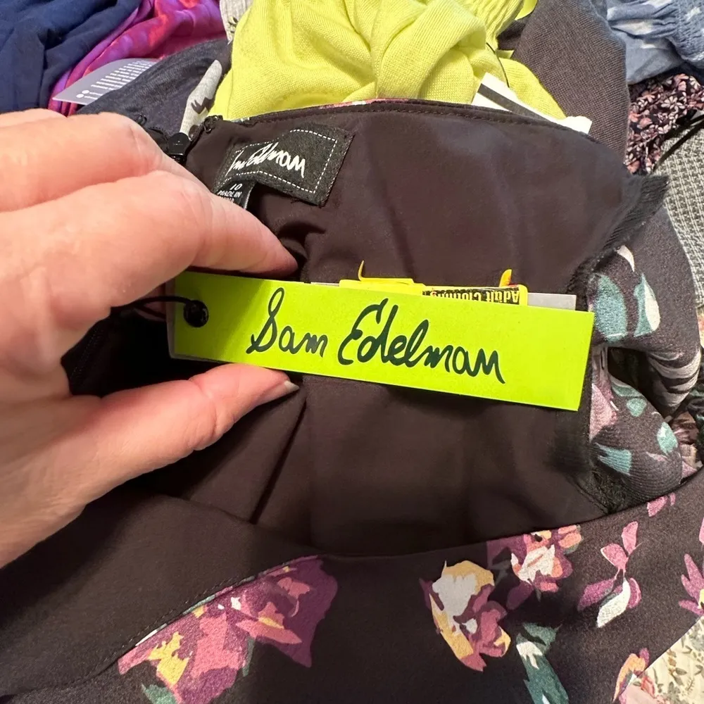 SAM Edelman Black V Neck Short Sleeve Floral High Split Dress Size 10 NWT - Image 10