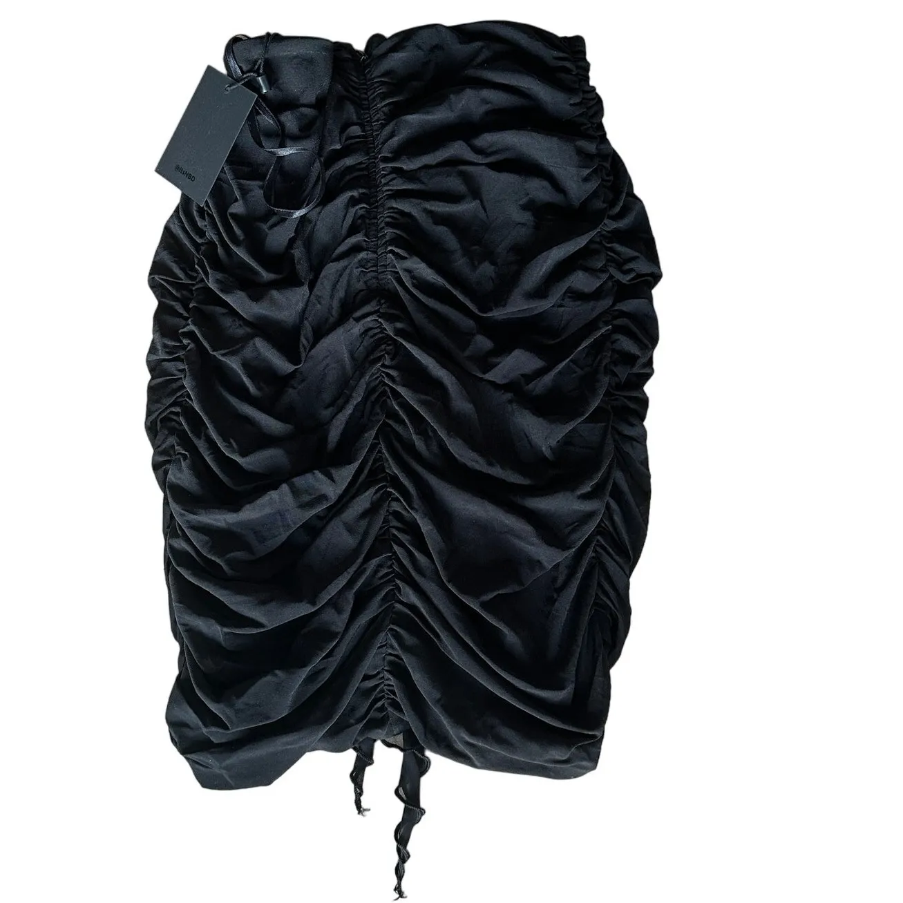 NBD Black Ruched Mini Skirt  XS Club Low Rise Bodycon Revolve Designer $158 NEW - Image 6