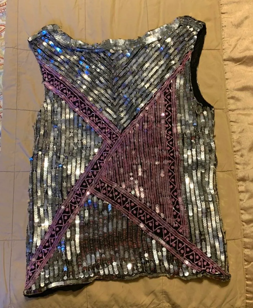 Vintage 80’s  sleeveless sequence blouse - Image 2