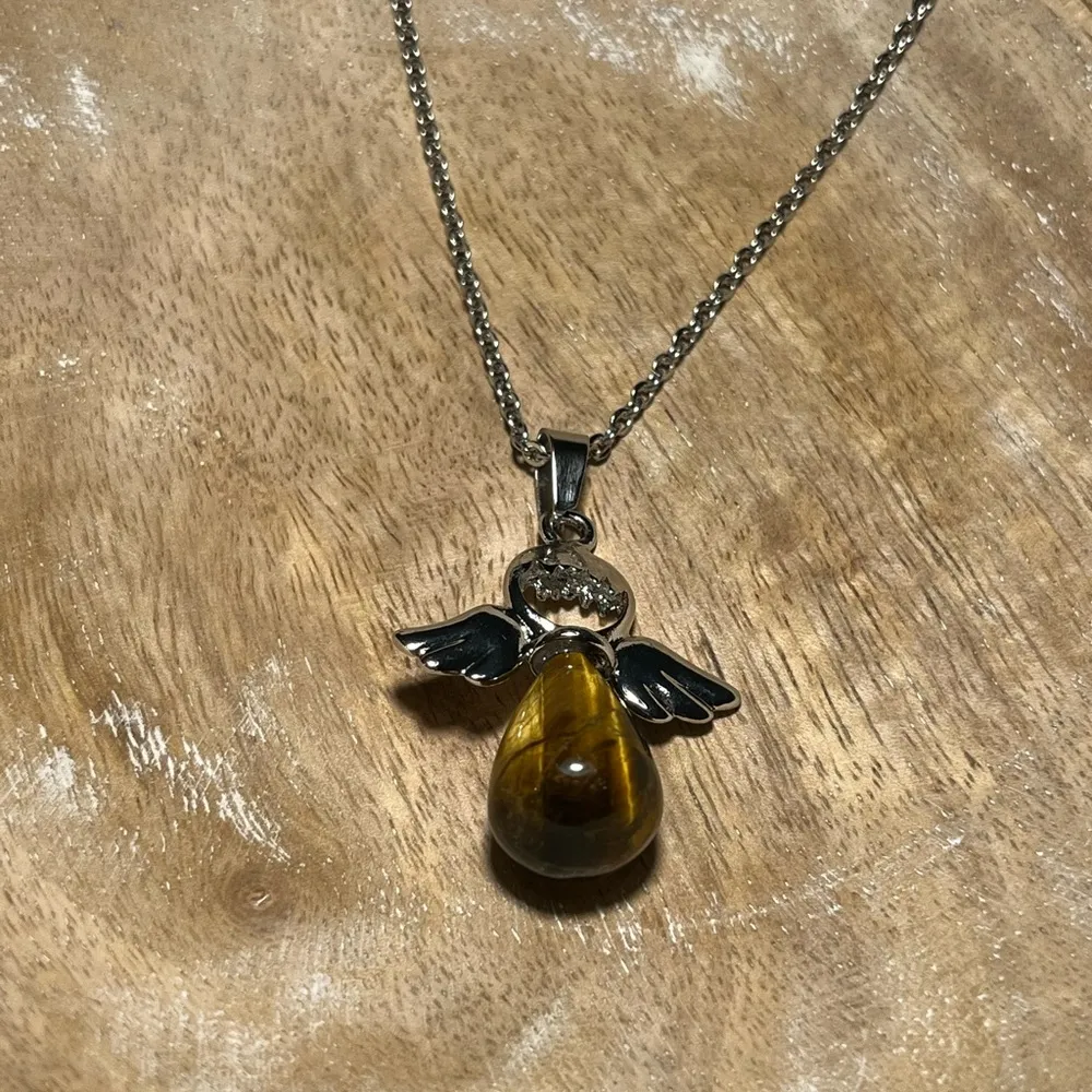 NWOT Tigers Eye Angel Silver Necklace - Image 5