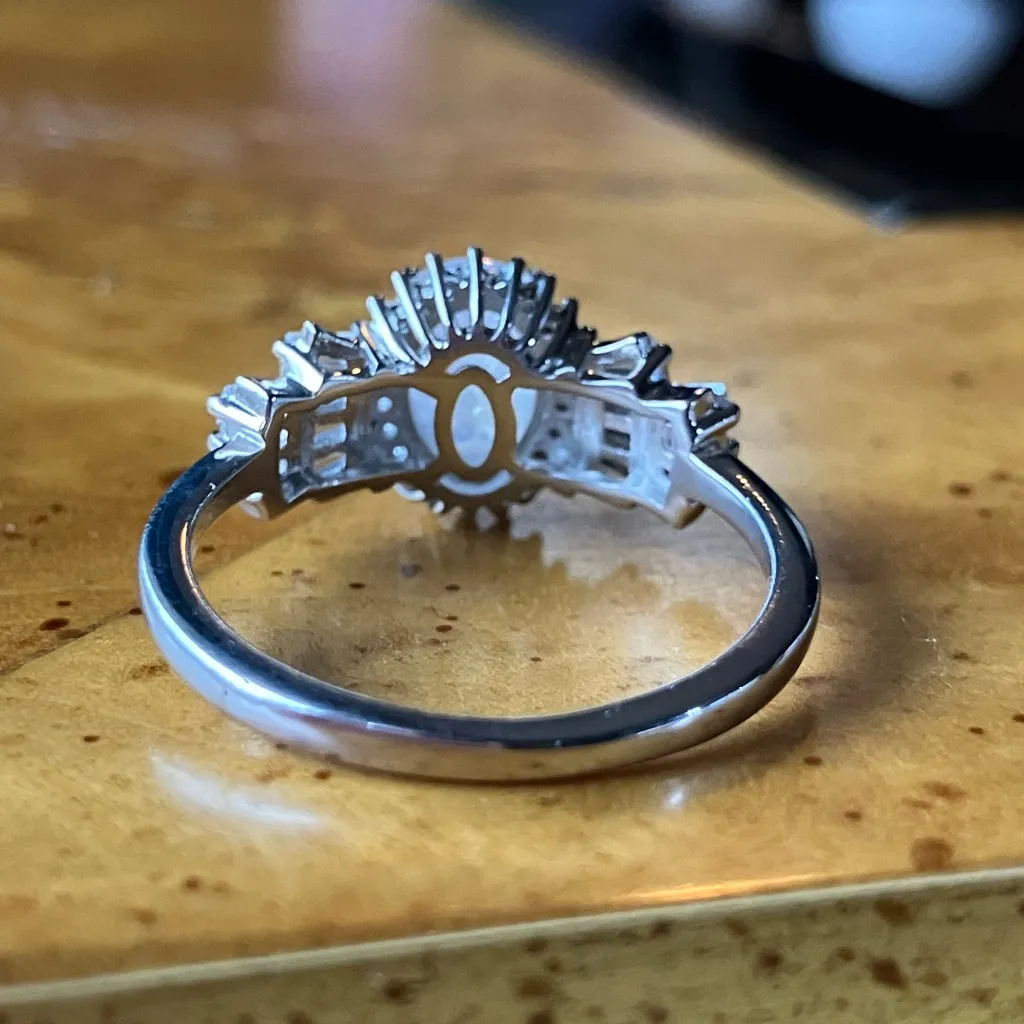 Natural Rainbow Moonstone Sterling Silver Ring Size 8 - Image 5