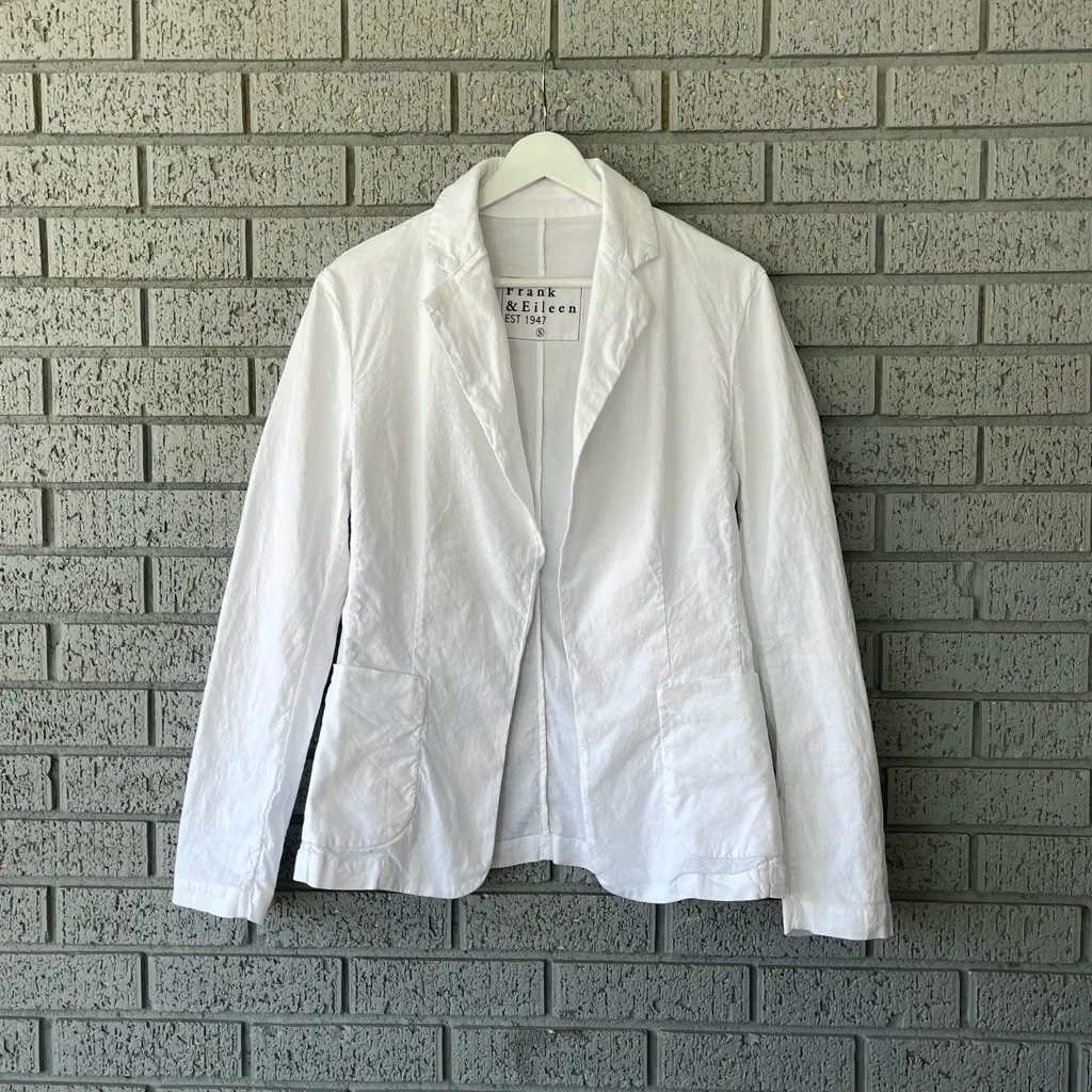 Frank and Eileen Dublin Tailored Blazer White Performance Linen Size Small - Image 5