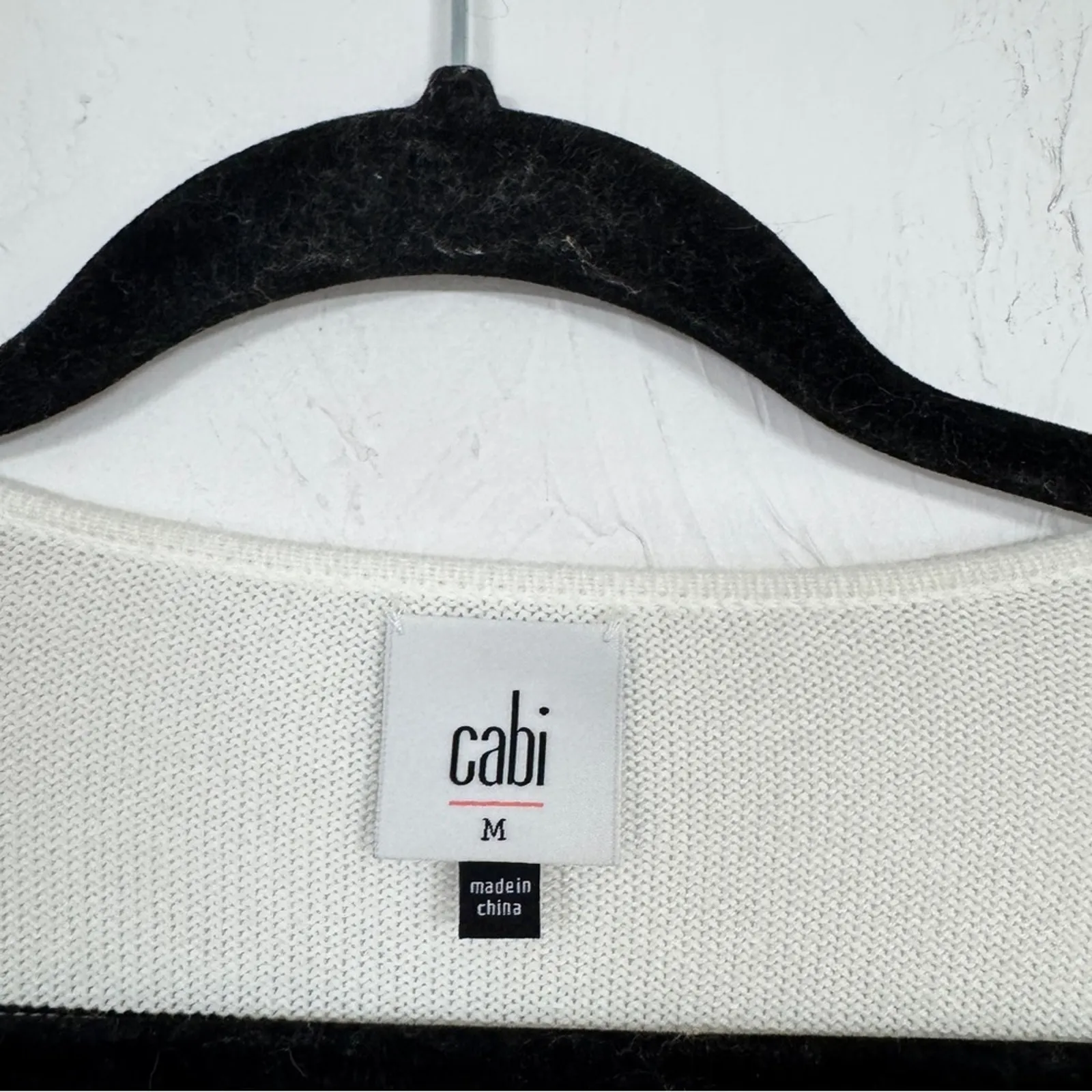 Cabi White Black Striped Button Down Cardigan Sweater Womens M Duster Preppy - Image 2