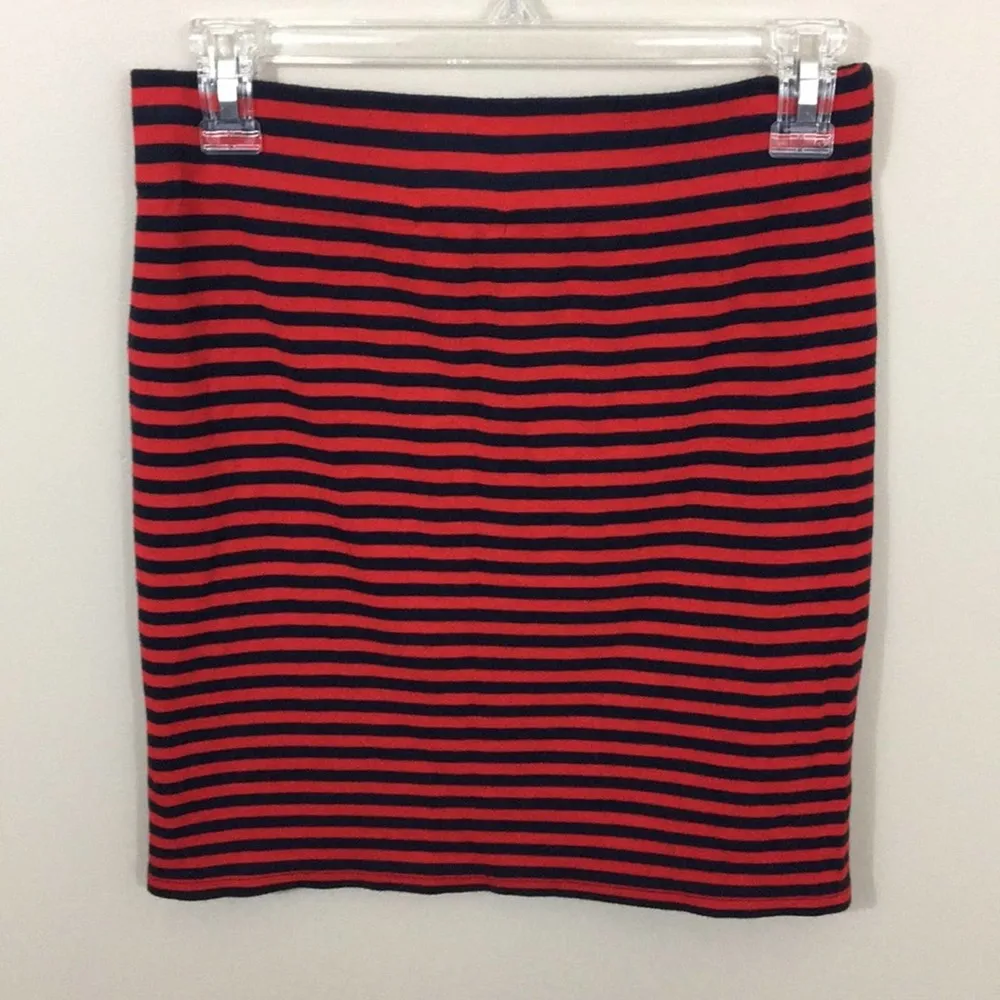 Madewell Red And Navy Blue Striped Mini Skirt - Image 4