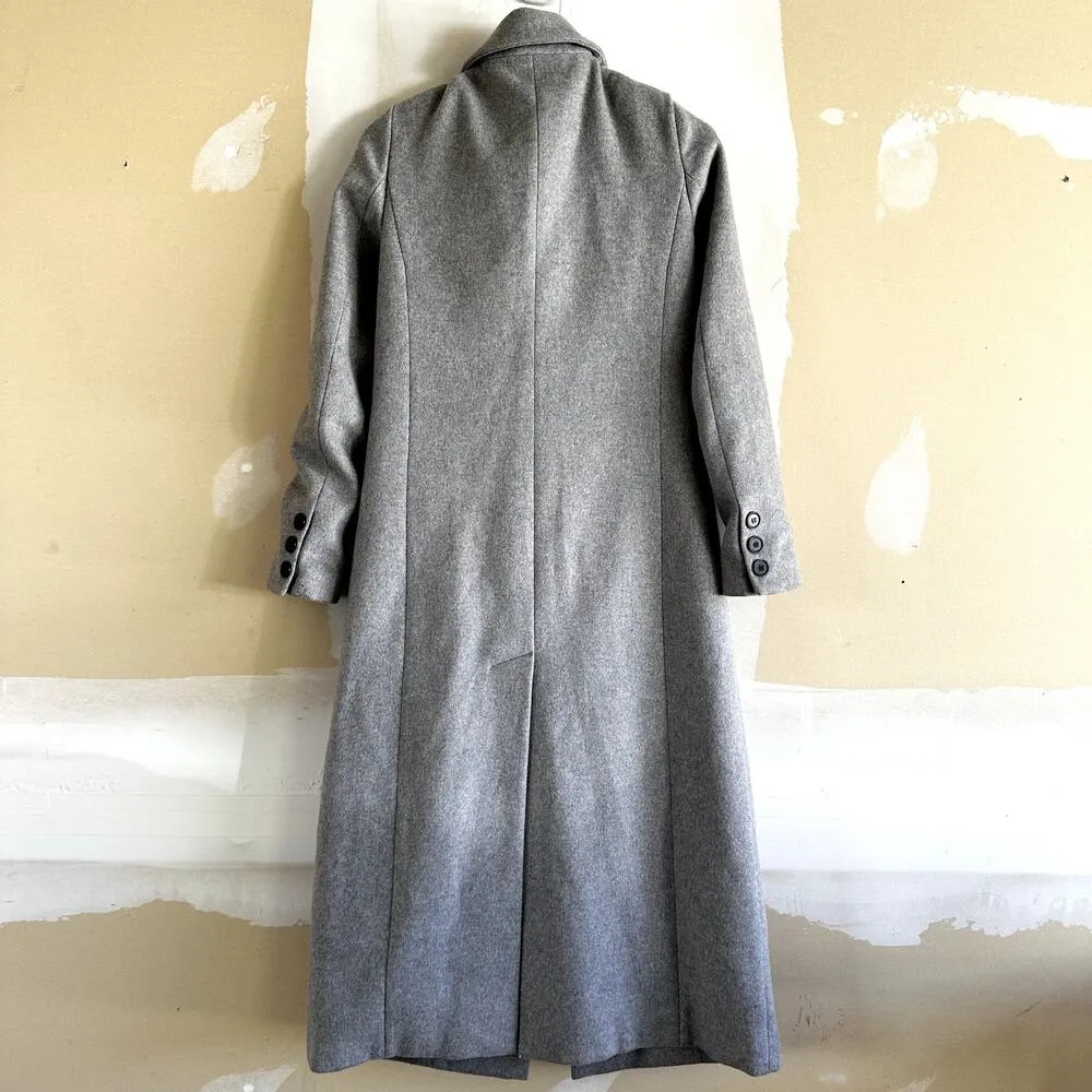 Avec Les Filles Wool Overcoat Peak Lapel Collar Pockets Maxi Pleated Gray XS - Image 5