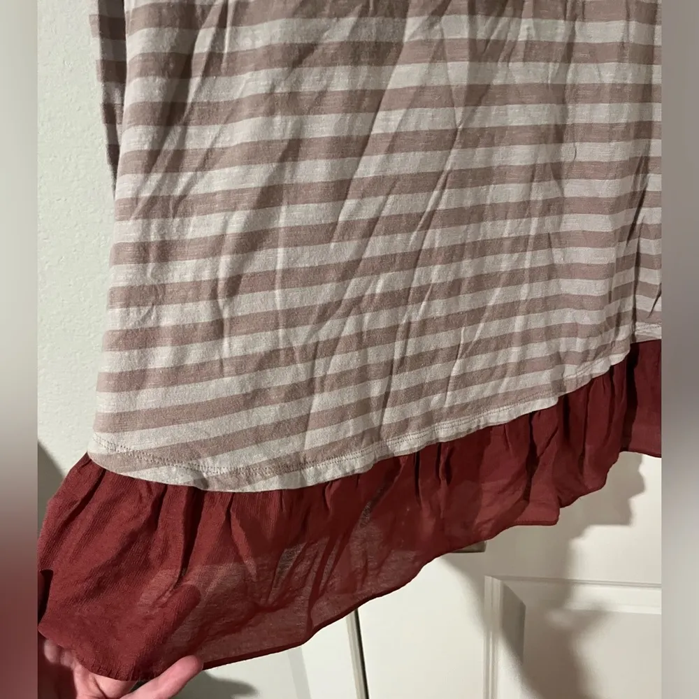 LOGO by Lori Goldstein Striped Blouse w/ Peplum Styled Skirt - Size XL - Image 5