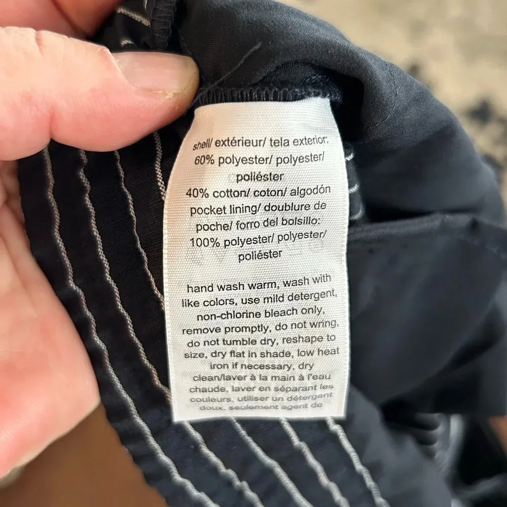 Tommy Hilfiger Midnight Navy‎ & White Pinstripe Straight Leg Belted Women Size L - Image 5