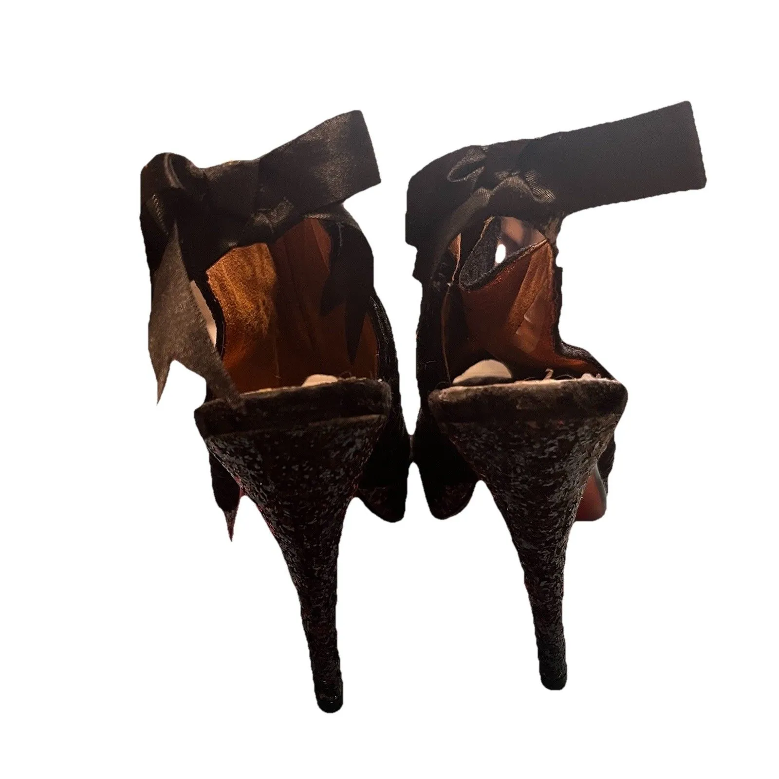 Poetic Licence Perfectly Lovely Black Velvet Glitter Platform Heels Size 10 NIB - Image 4