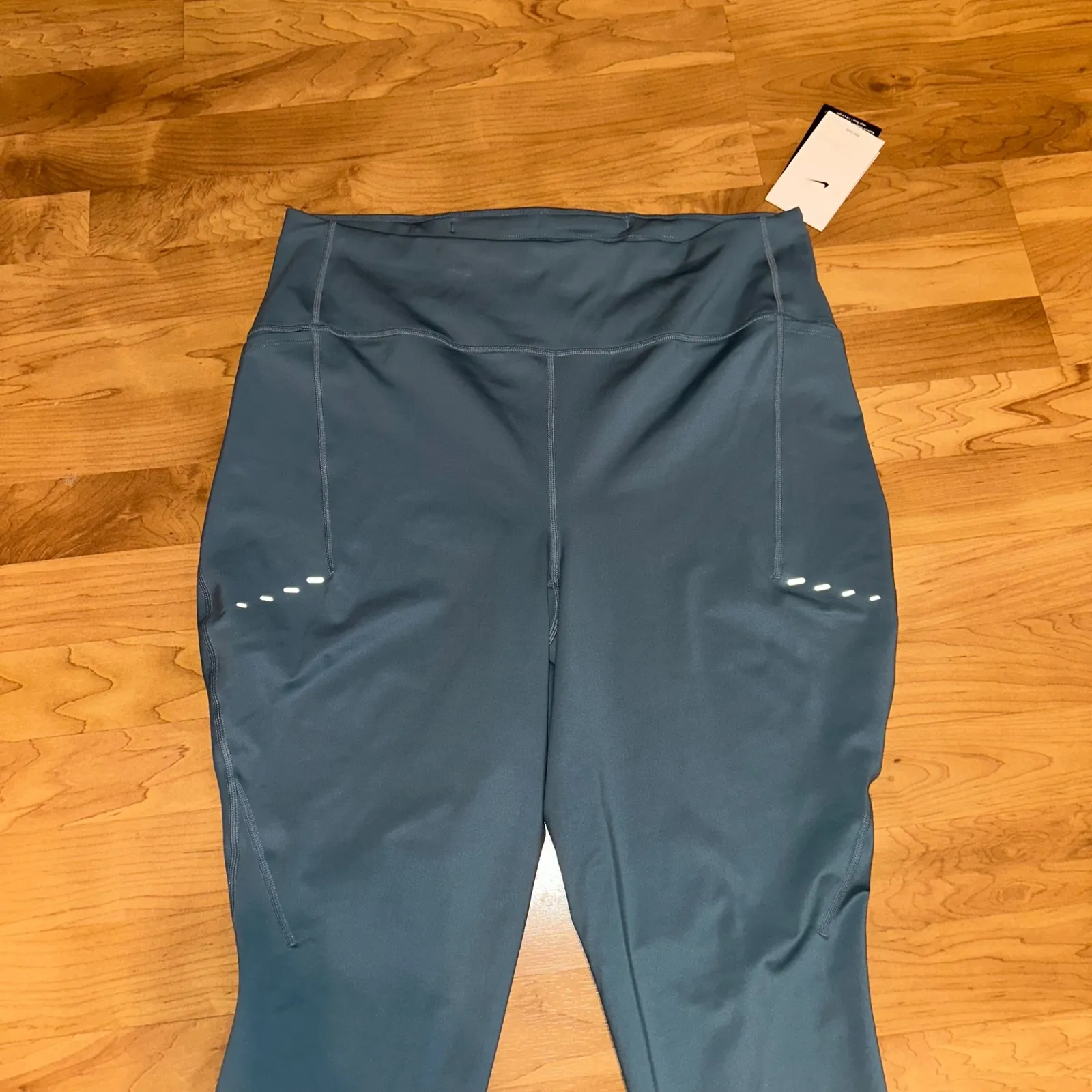 Nike Women's‎ Swift 7/8 Running Leggings size XXL Teal Blue High Waist - Image 3