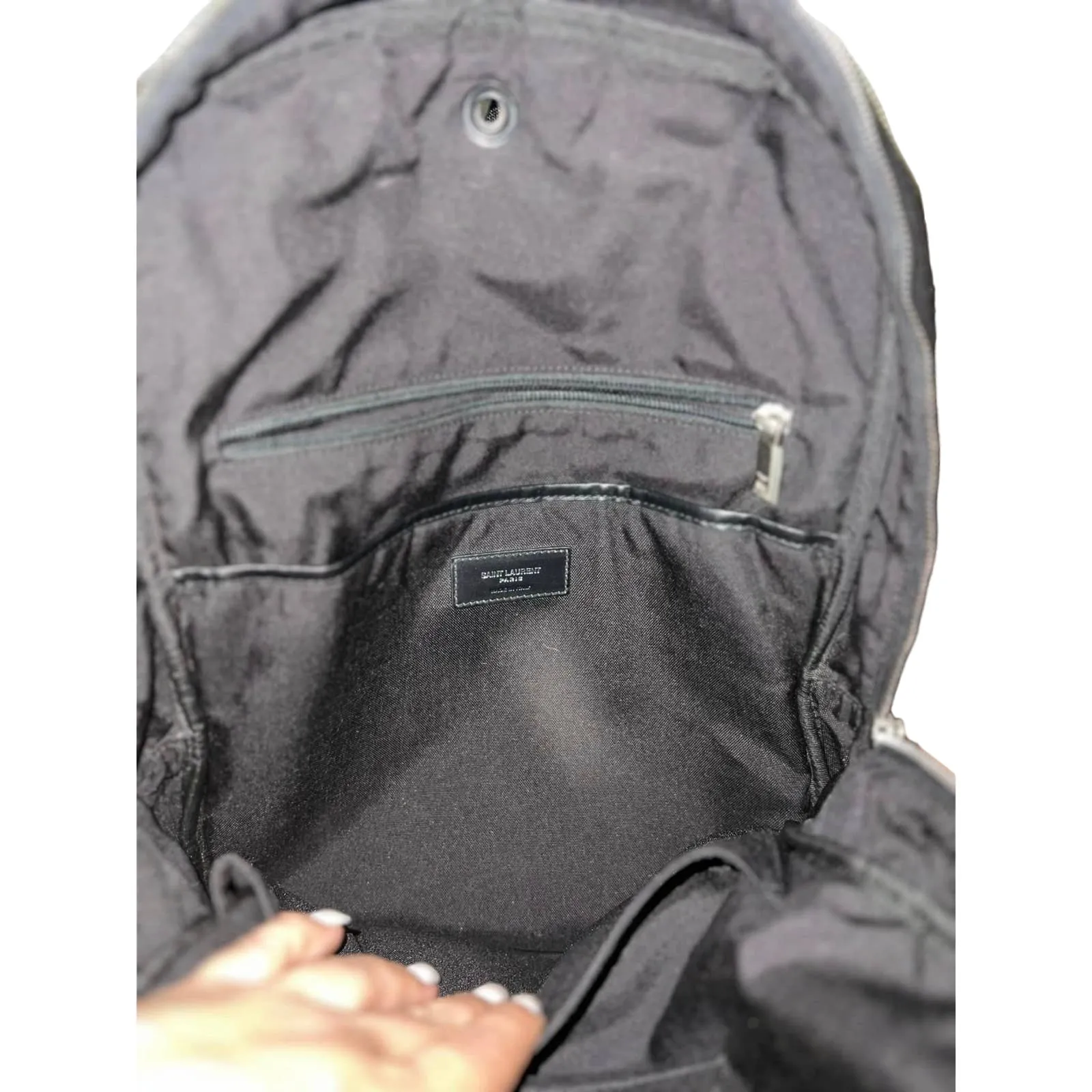 Saint Laurent City Backpack – Black Canvas with Leather Trim | YSL Designer Bag - Image 4