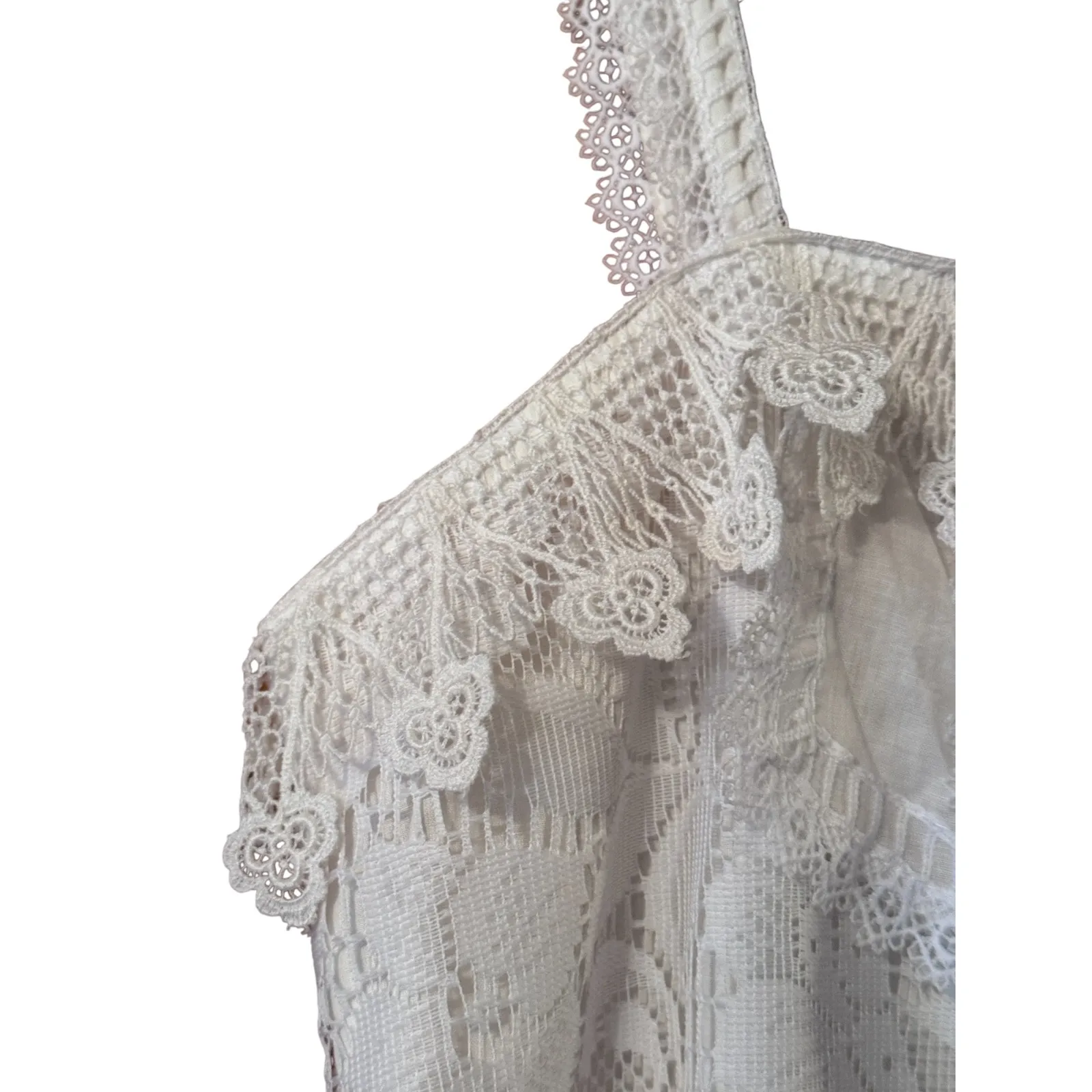 Vintage Jessica McClintock White Lace Maxi Dress Party Wedding Cottagecore 80's - Image 4