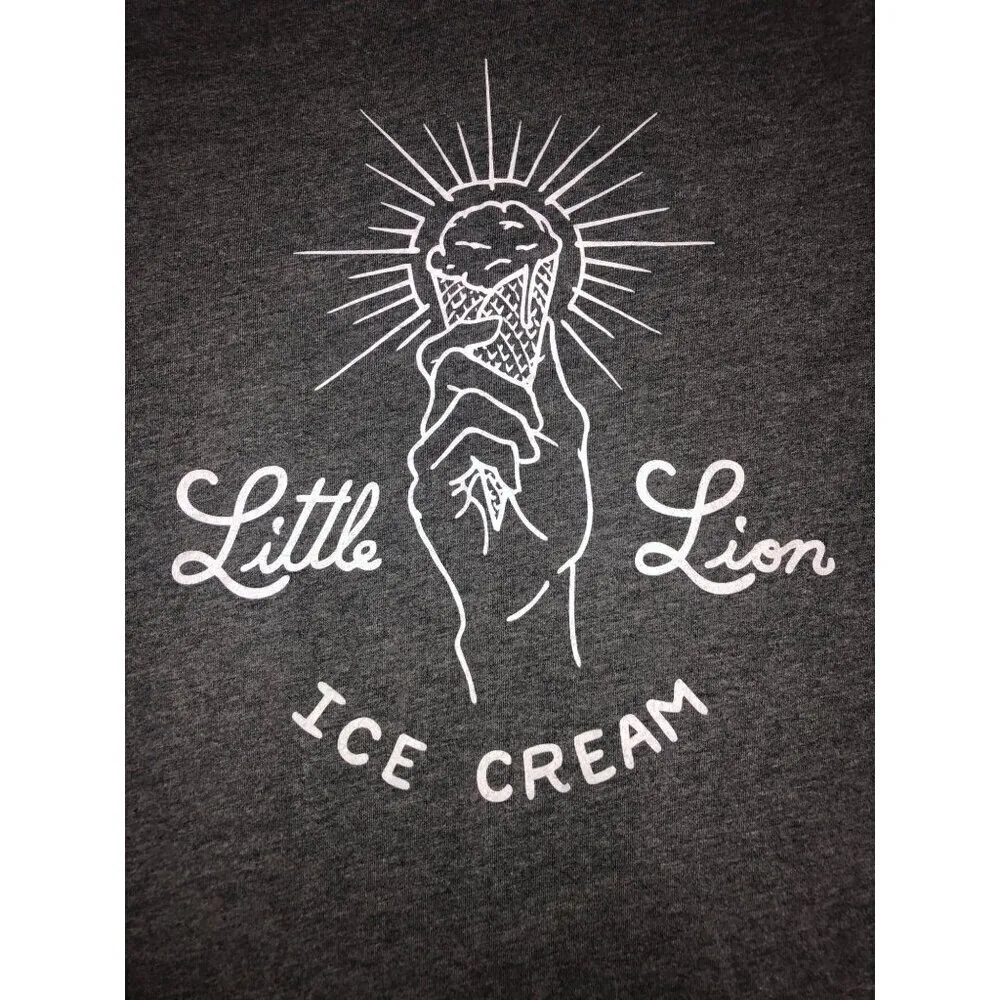Little Lion Ice Cream Tee Womens Size Medium Gray Fitted Short Sleeve Graphic - Image 2