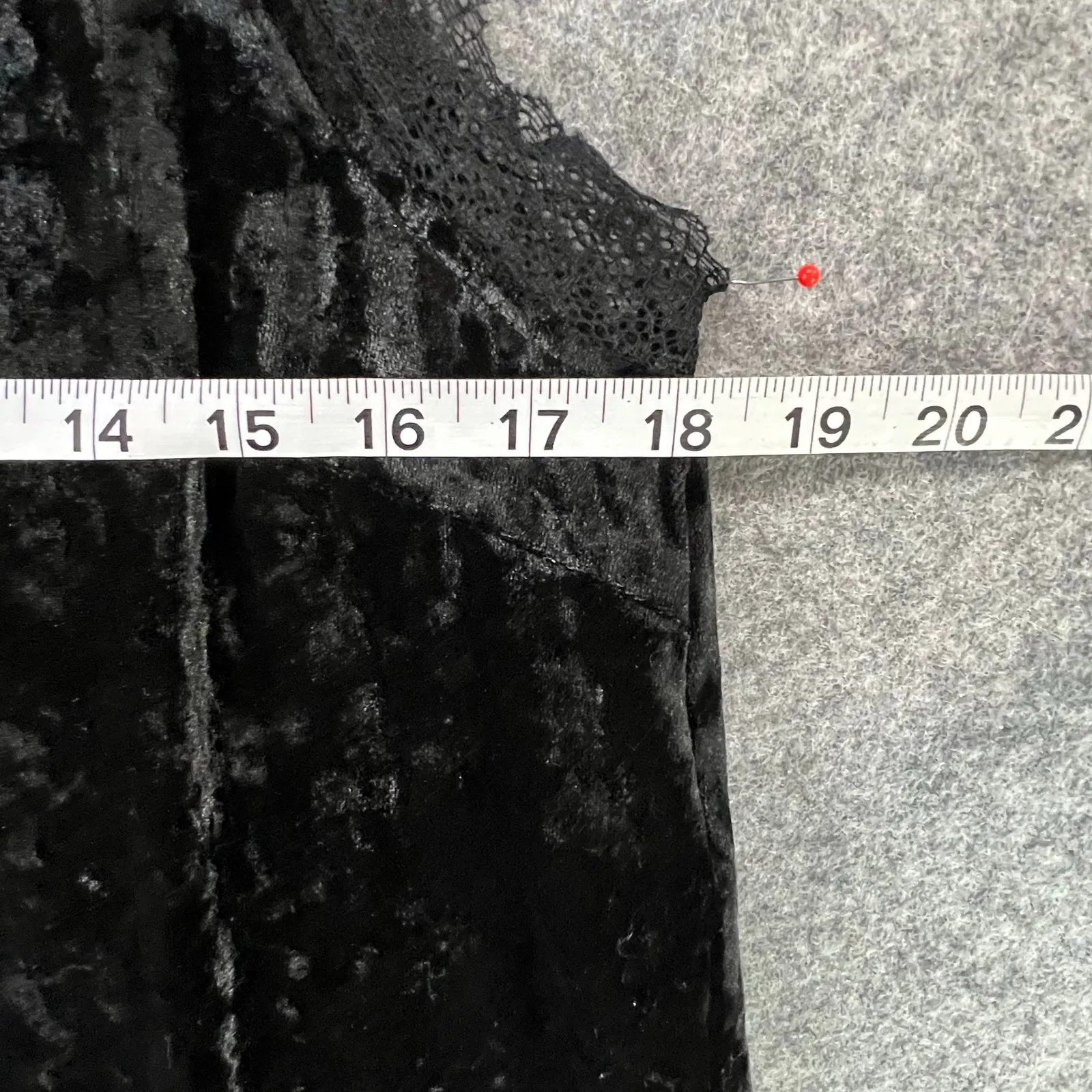 Mystree Y2K Tank Top Womens L Black Crushed Velvet Lace Trim Soft Whimsygoth - Image 8