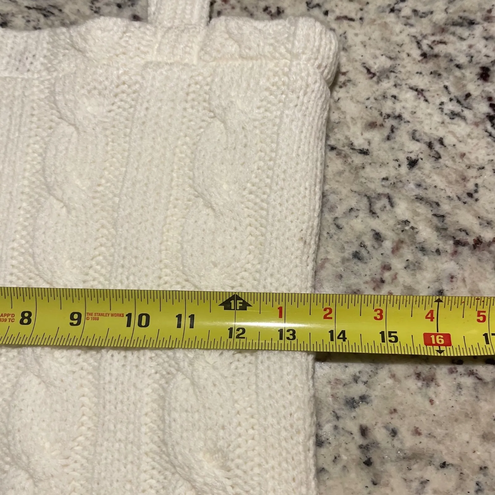 White Cable Knit Tote Bag Magnetic Snap Closure Lined Interior Casual Everyday - Image 6