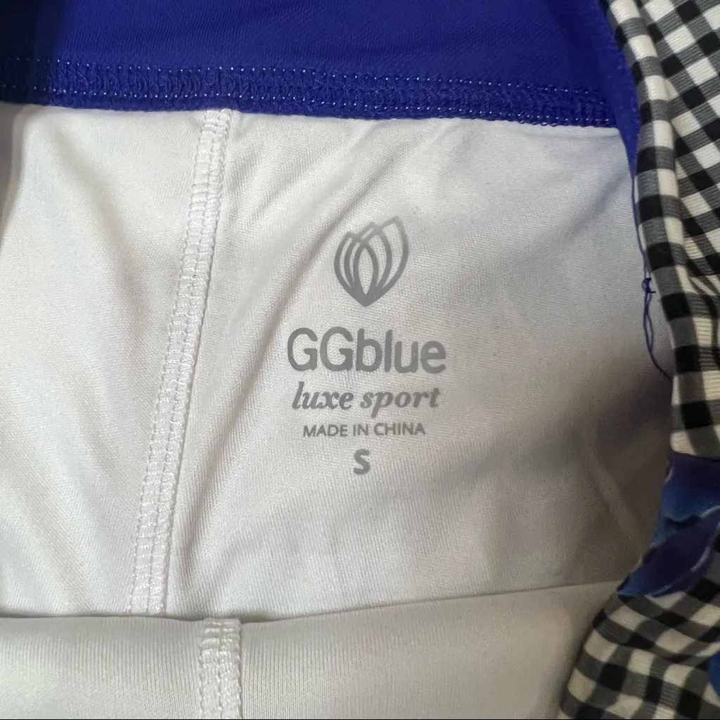 GG Blue Gingham Floral Luxe Sport S Golf Pickleball Skort Tennis Coastal Preppy - Image 4