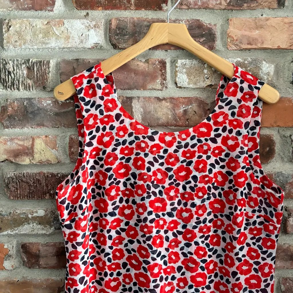 CAbi 5356 Poppies Flipside Red Floral Ruffle Sleeveless Blouse Tank Top, M - Image 3