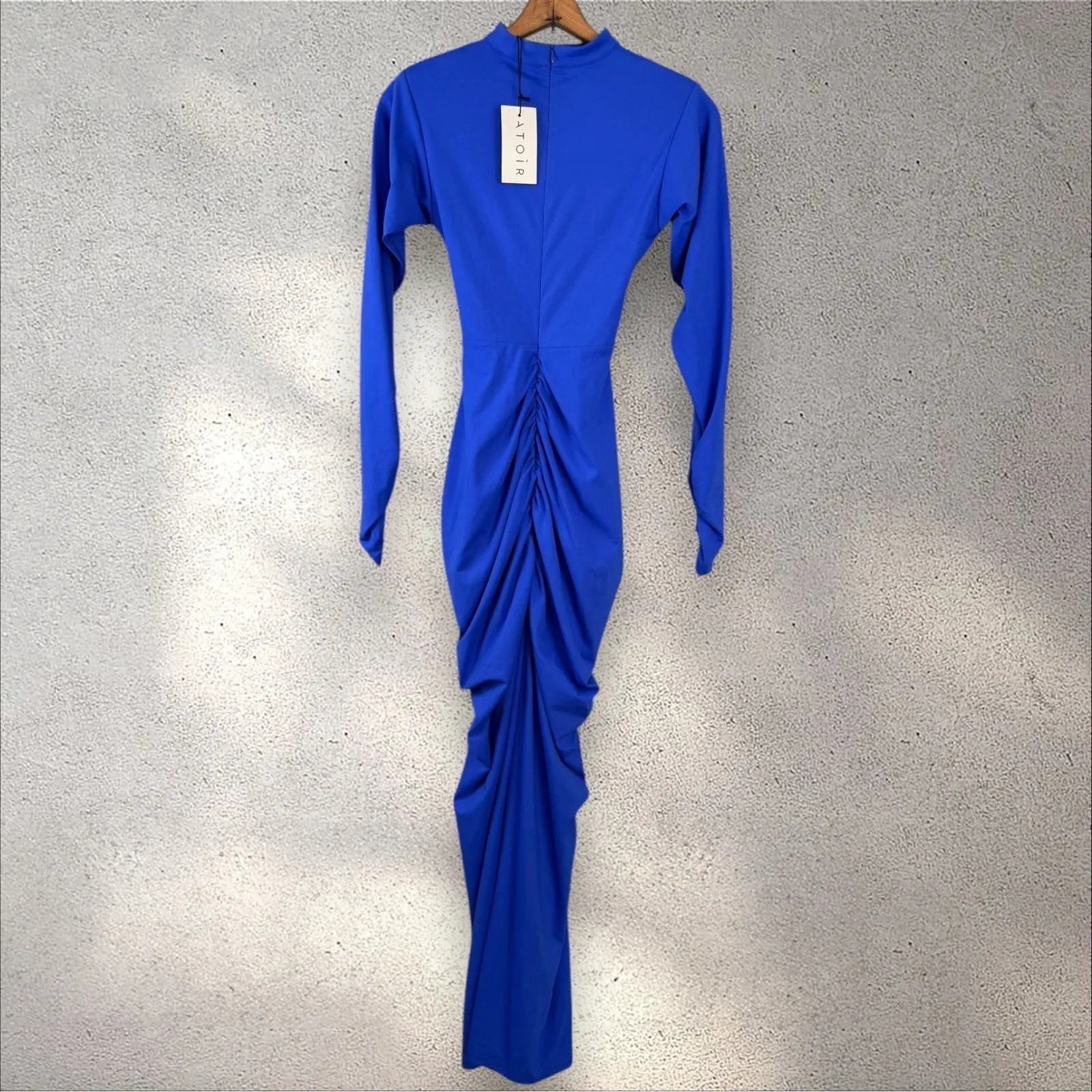 Atoir The Ariel Dress Long Sleeve Ruched Front Cut Out‎ Maxi Dress NWT Sz US 4 Blue - Image 3