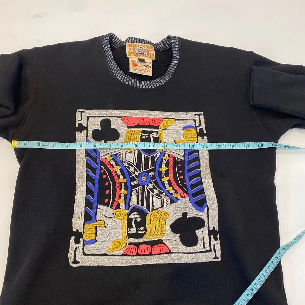 Vintage Gene Ewing BIS Jack of Clubs Metallic Sweatshirt Sz S/P Cotton 1990 Black - Image 9