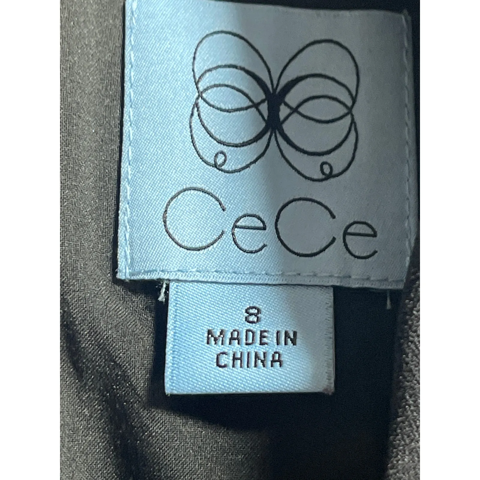 Cece Black Short Sleeve Bow Tie Neck Ruffle Flounce Mini Flare A-Line Dress Sz 8 - Image 3