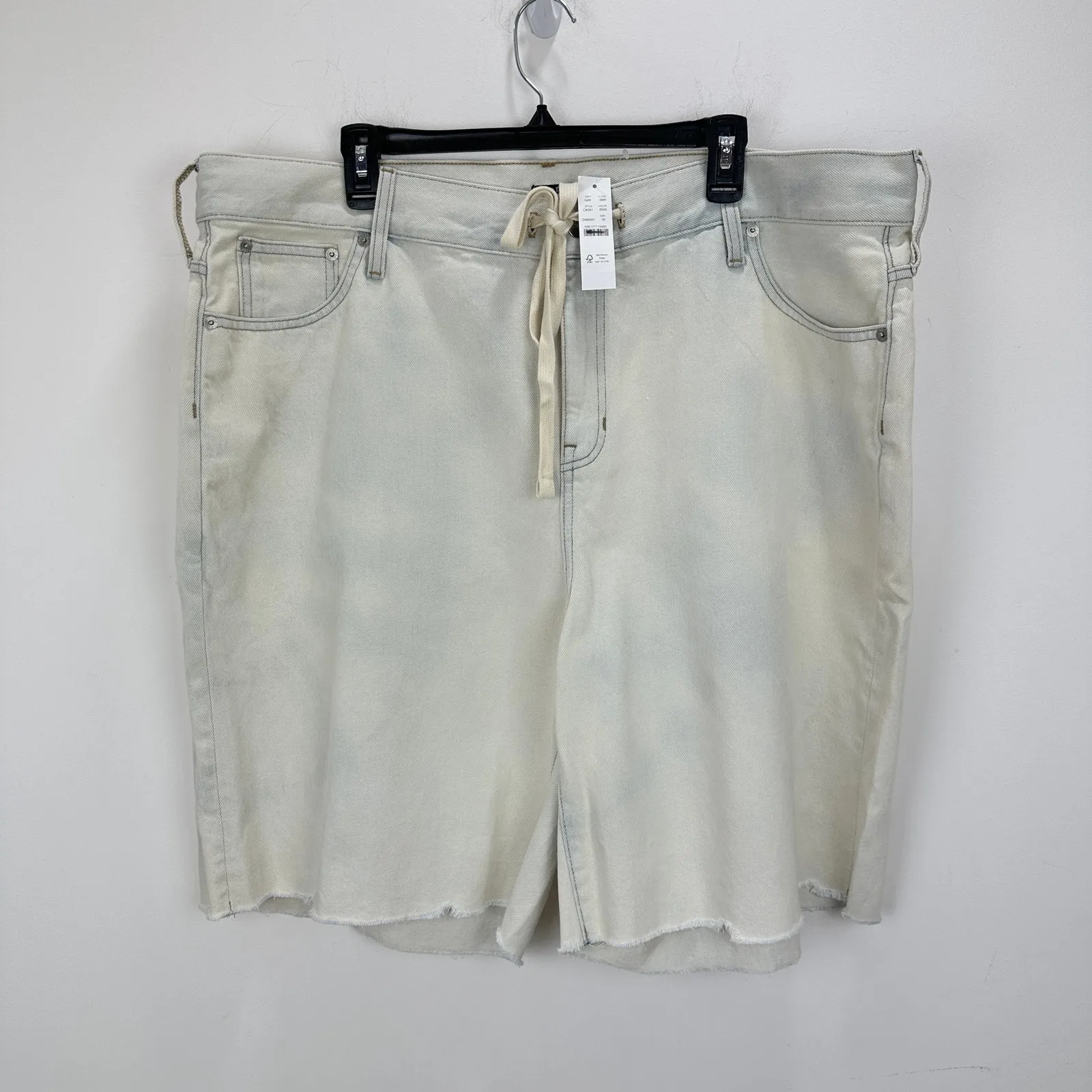 J.Crew Relaxed Knee Length Denim Short Tie Drawstring Bleach Wash 35 NWT - Image 6