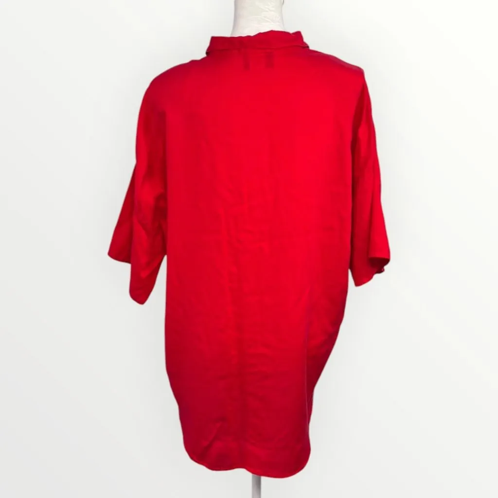 Vintage By Krash Oversized Button Up Shirt Rayon Size Large Red - Image 5