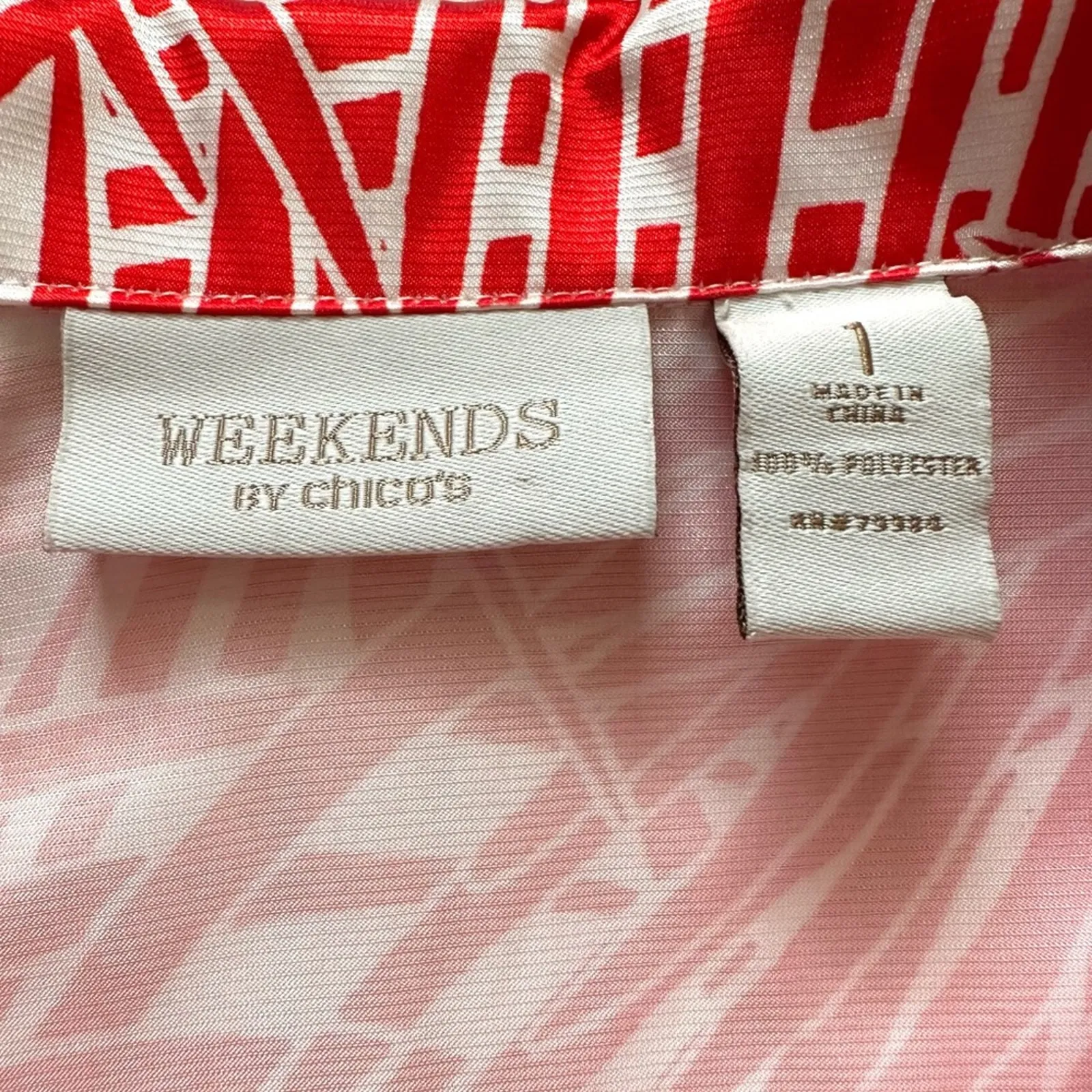 Weekend by Chicos Jacket Tropical Print Lightweight Zip Front Top Jacket Medium - Image 2