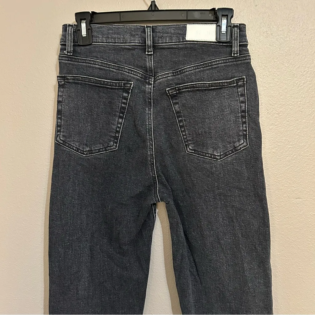 Re/Done 70s High Rise Stove Pipe Black Straight Leg Denim Jeans Women’s Size 29 - Image 7