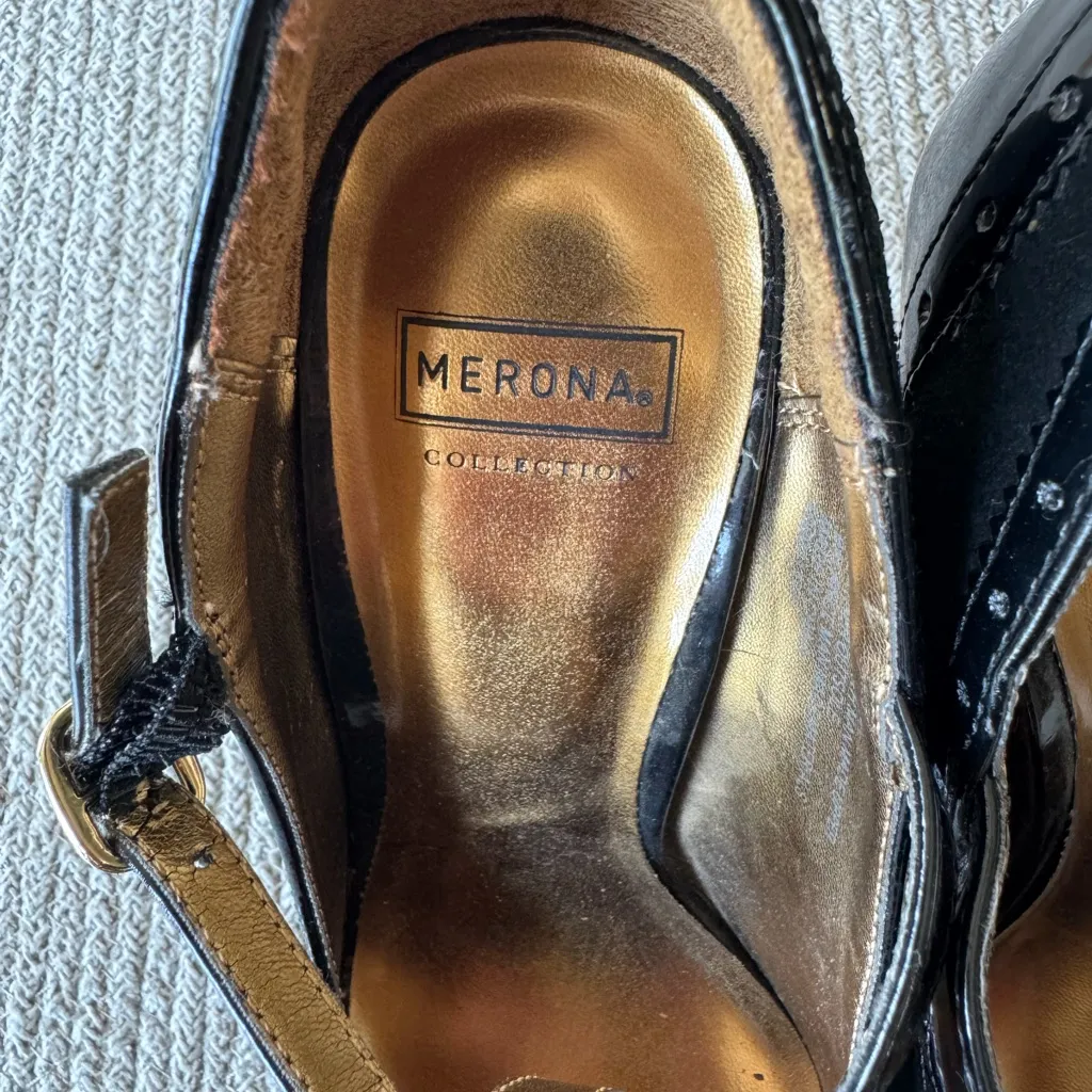 Vintage Merona Collection Black Patent Suede High Heels Pumps Sz 7 - Image 8