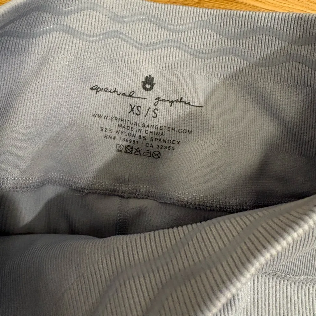 Spiritual Gangster Love Sculpt 7/8 Ruffle Lettuce Hem Pastel Blue Leggings XS/S - Image 7