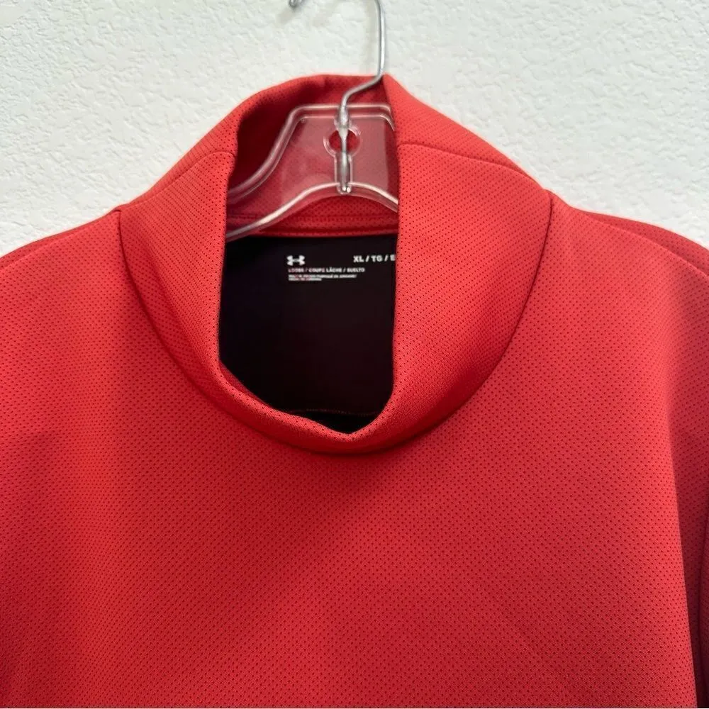 UNDER ARMOUR Women's Move Loose Fit Mock Top Radio Red Size XL Layered Logo - Image 8