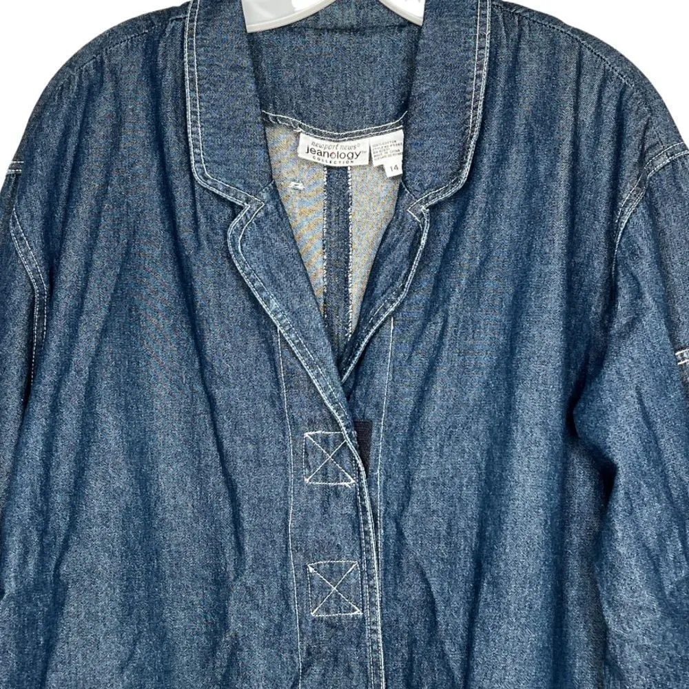 Vintage Newport News‎ Jeanology Denim Coat Blue Size 14 - Image 2