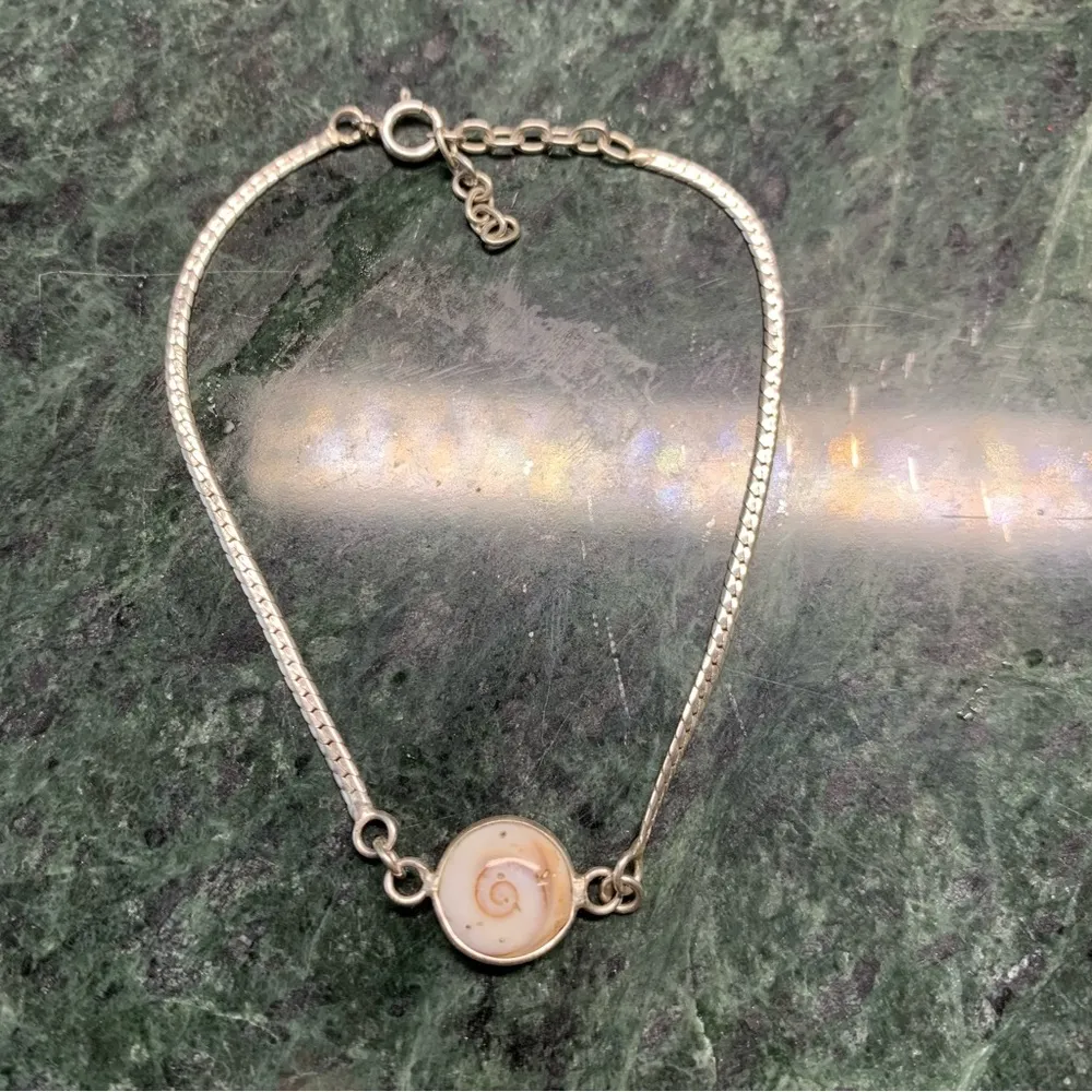 Sterling Silver Shiva Eye Shell Bracelet Pacific Cats Eye 7 - Image 2