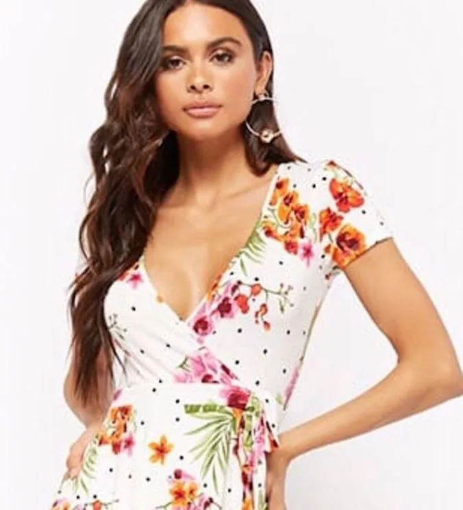 NWT Floral Mock Wrap Romper - Image 2