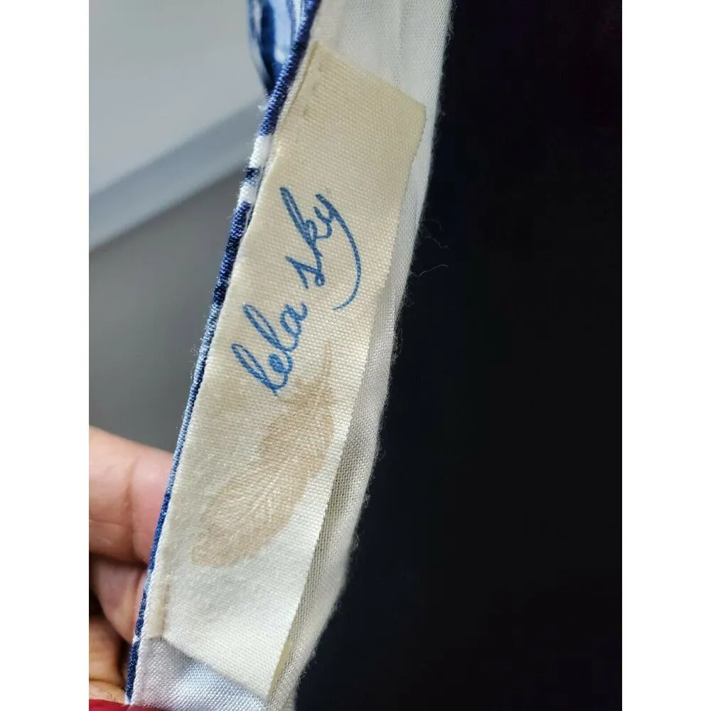 Lela Sky Women's Blue 100% Rayon Sleeveless Boat Neck Knee Length Dress Size M - Image 7