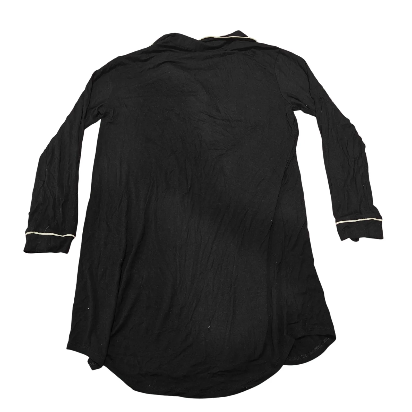Stars Above Super-Soft Modal Basic Sleep Shirt Black Piping Detail Button Small - Image 4