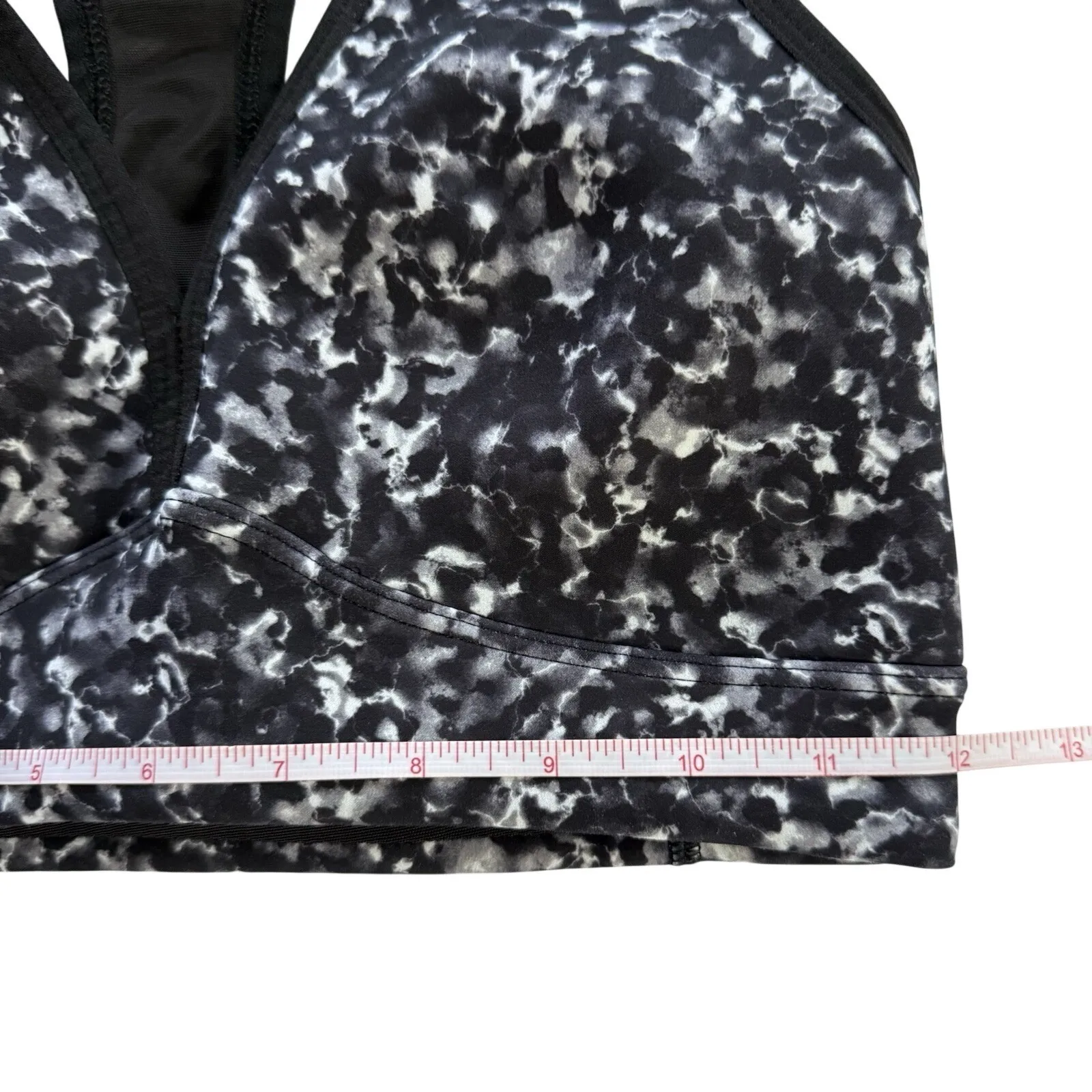 Peak Falls Apparel Women's Sports Bra Size S Black Gray Marble Print Racerback - Image 7