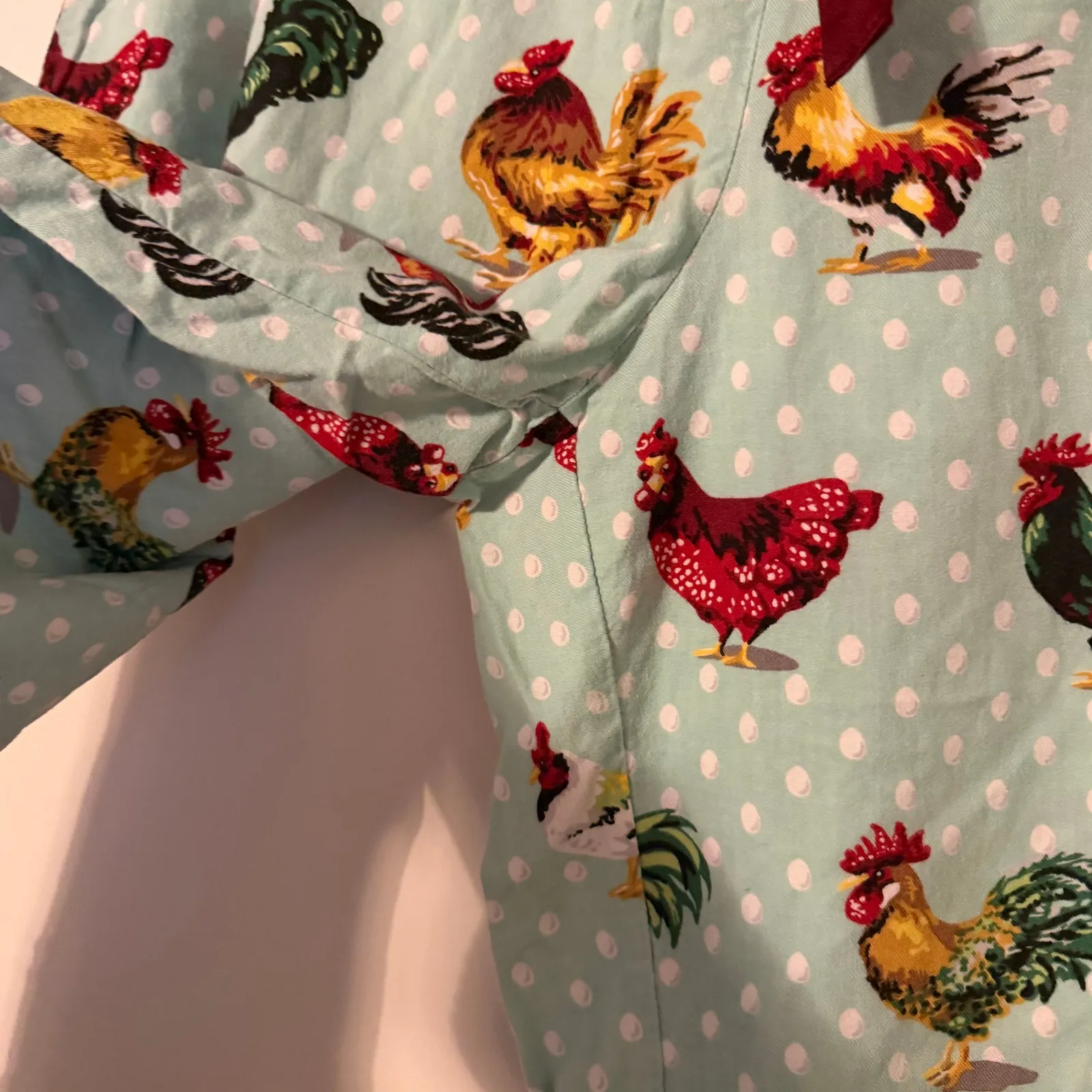 Nick & Nora Polka Dot Chicken Print Pajama PJ Pants 100% Cotton Size Medium - Image 6