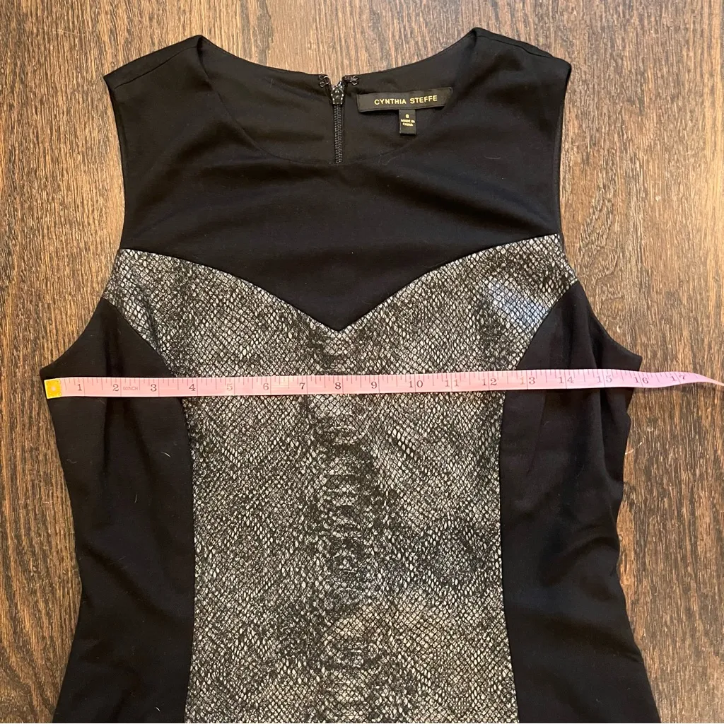 Cynthia Steffe Black and Silver Snakeskin Print Mini Dress - Image 5